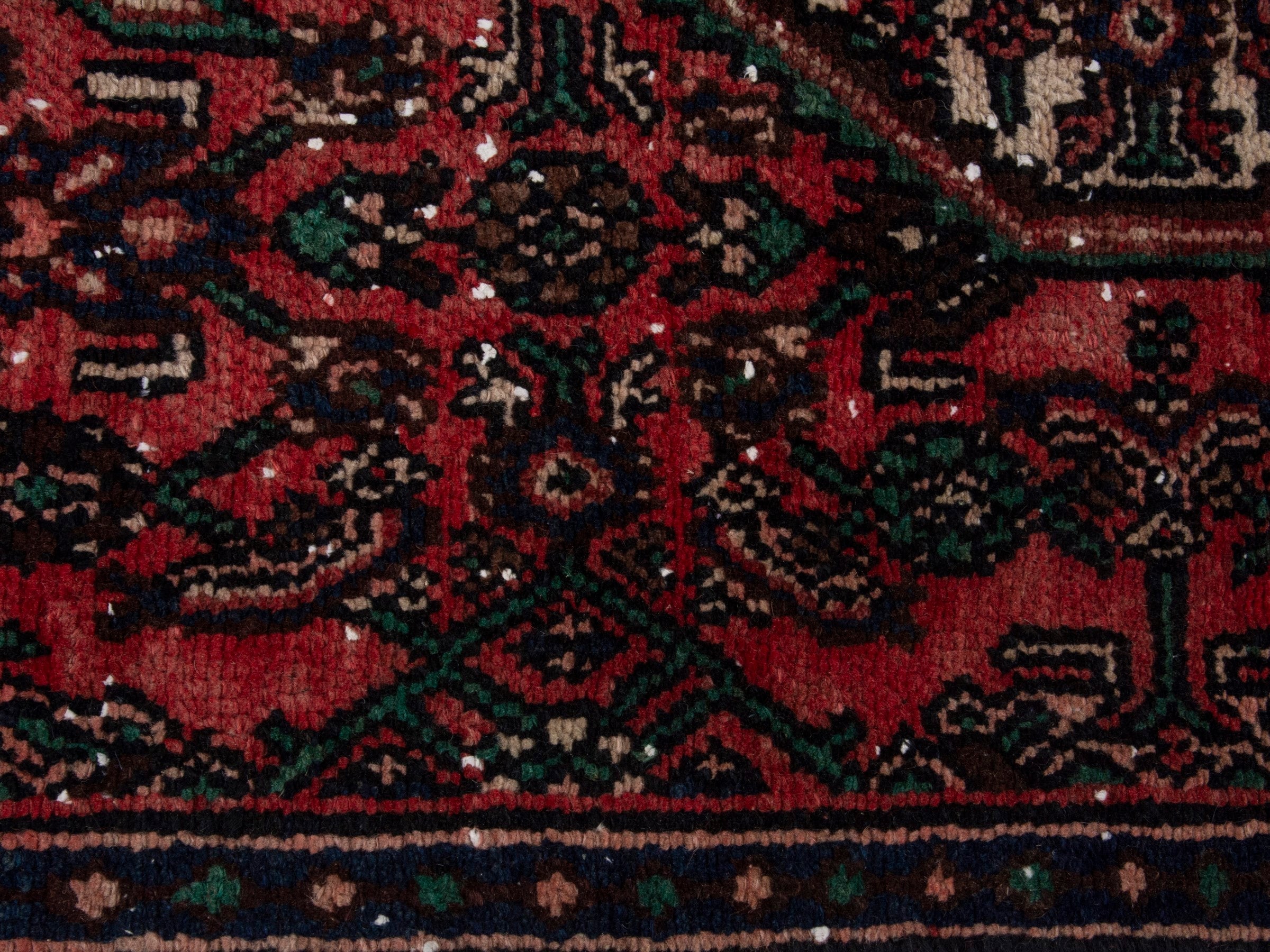 Persian Hamedan runner rug in burgundy and near-black, view 12 of 18