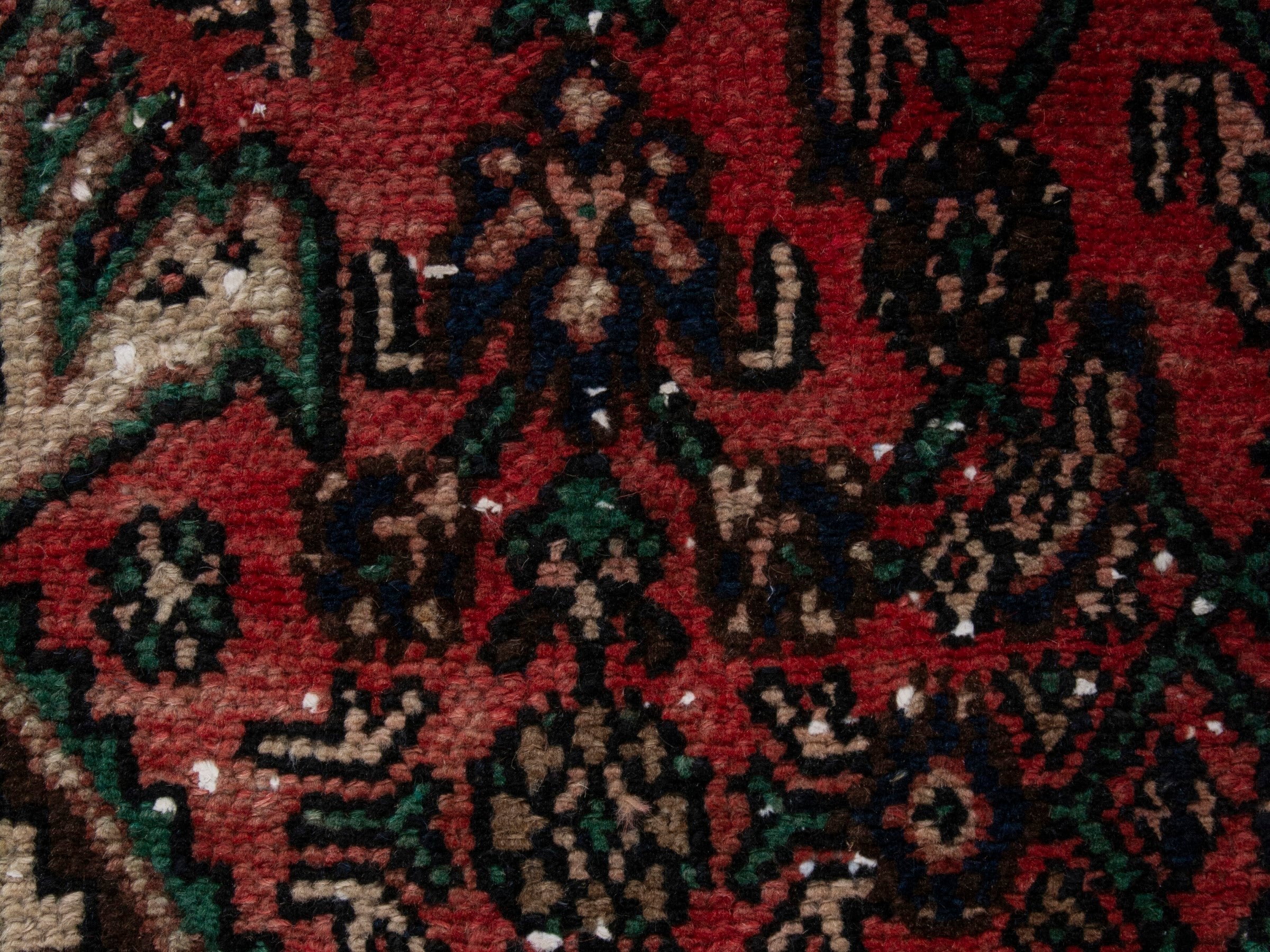 Persian Hamedan runner rug in burgundy and near-black, view 13 of 18
