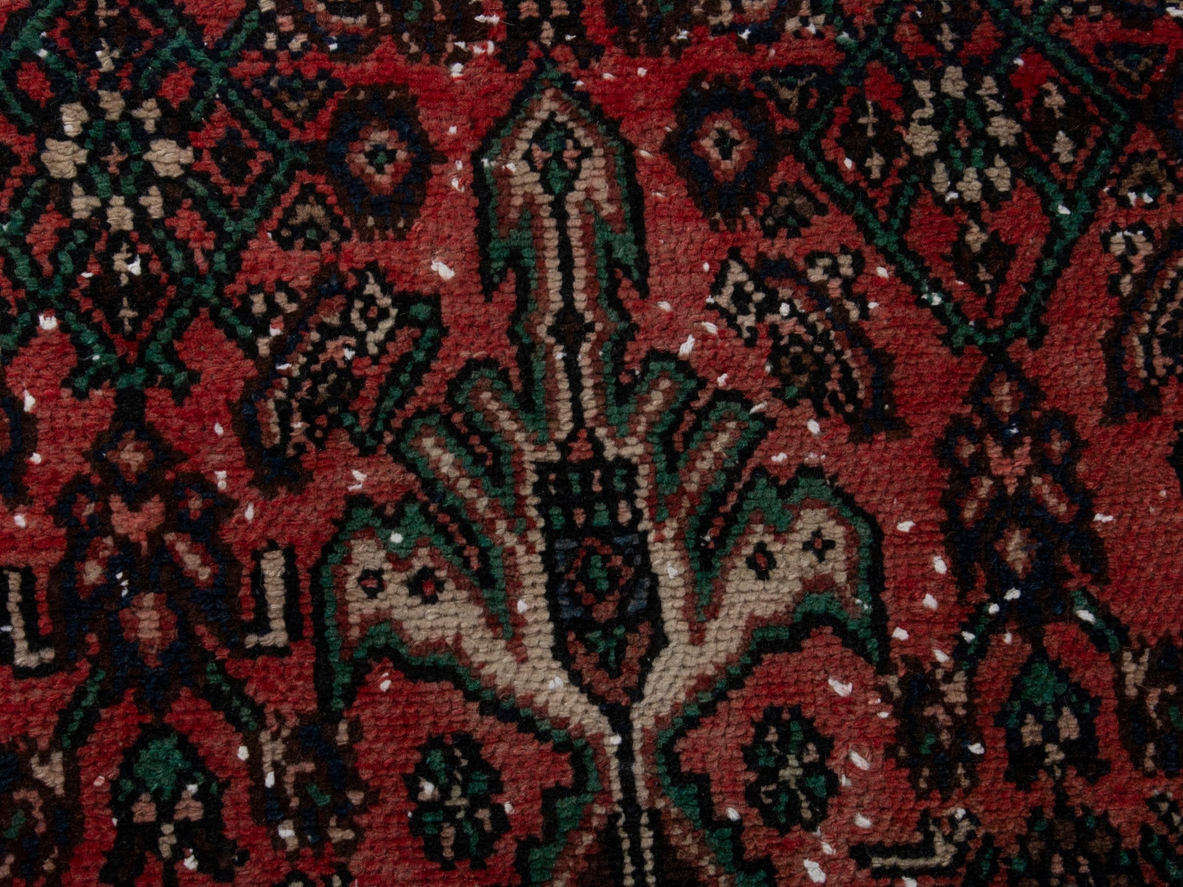 Persian Hamedan runner rug in burgundy and near-black, view 14 of 18
