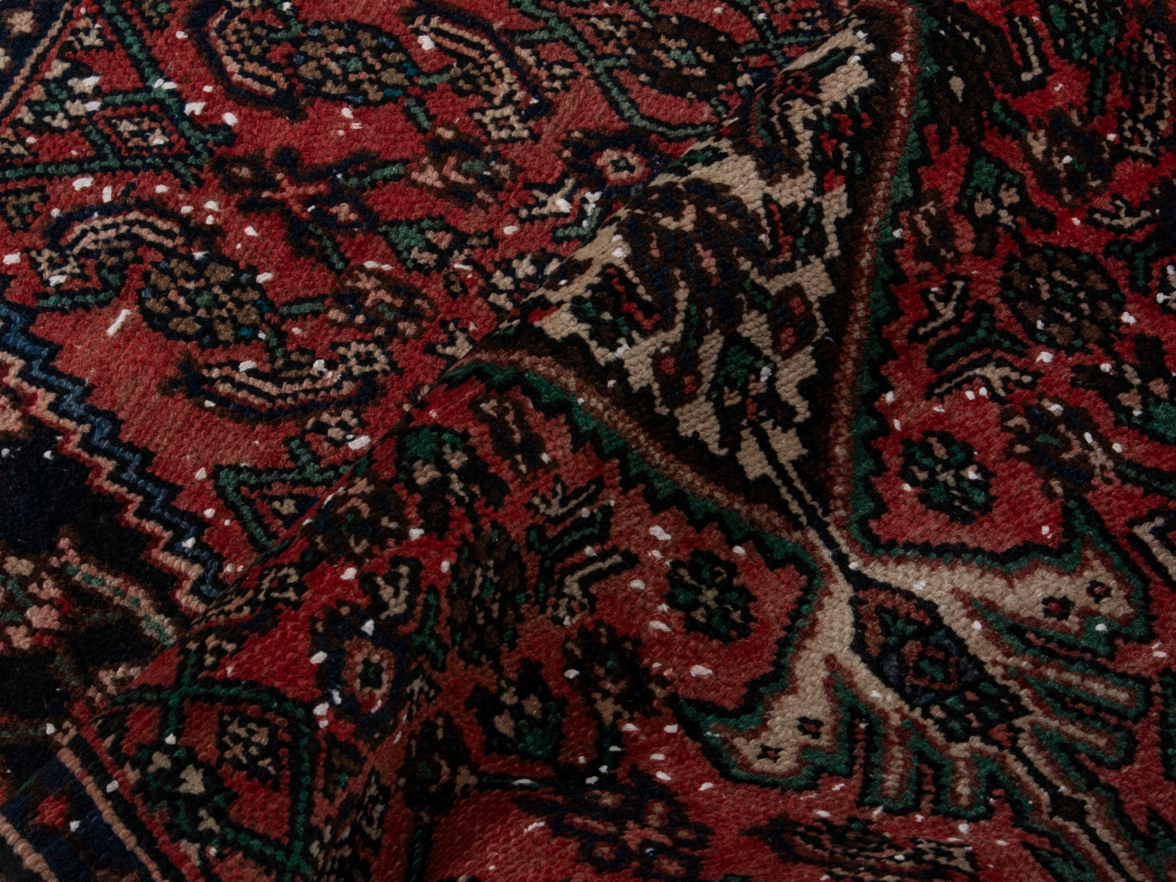 Persian Hamedan runner rug in burgundy and near-black, view 15 of 18