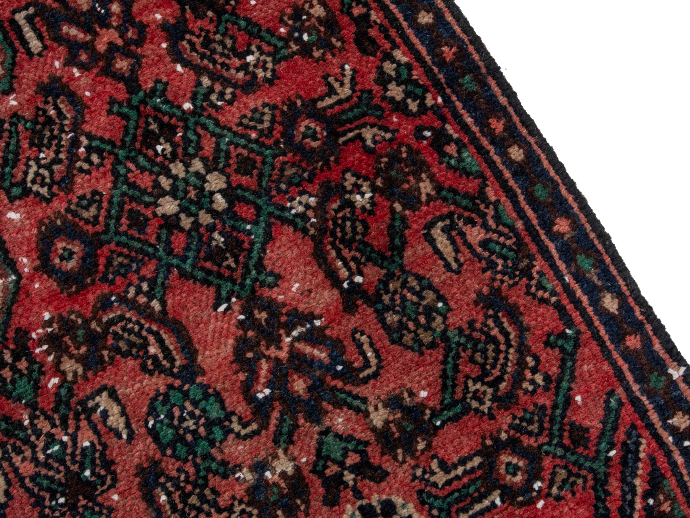 Persian Hamedan runner rug in burgundy and near-black, view 7 of 18