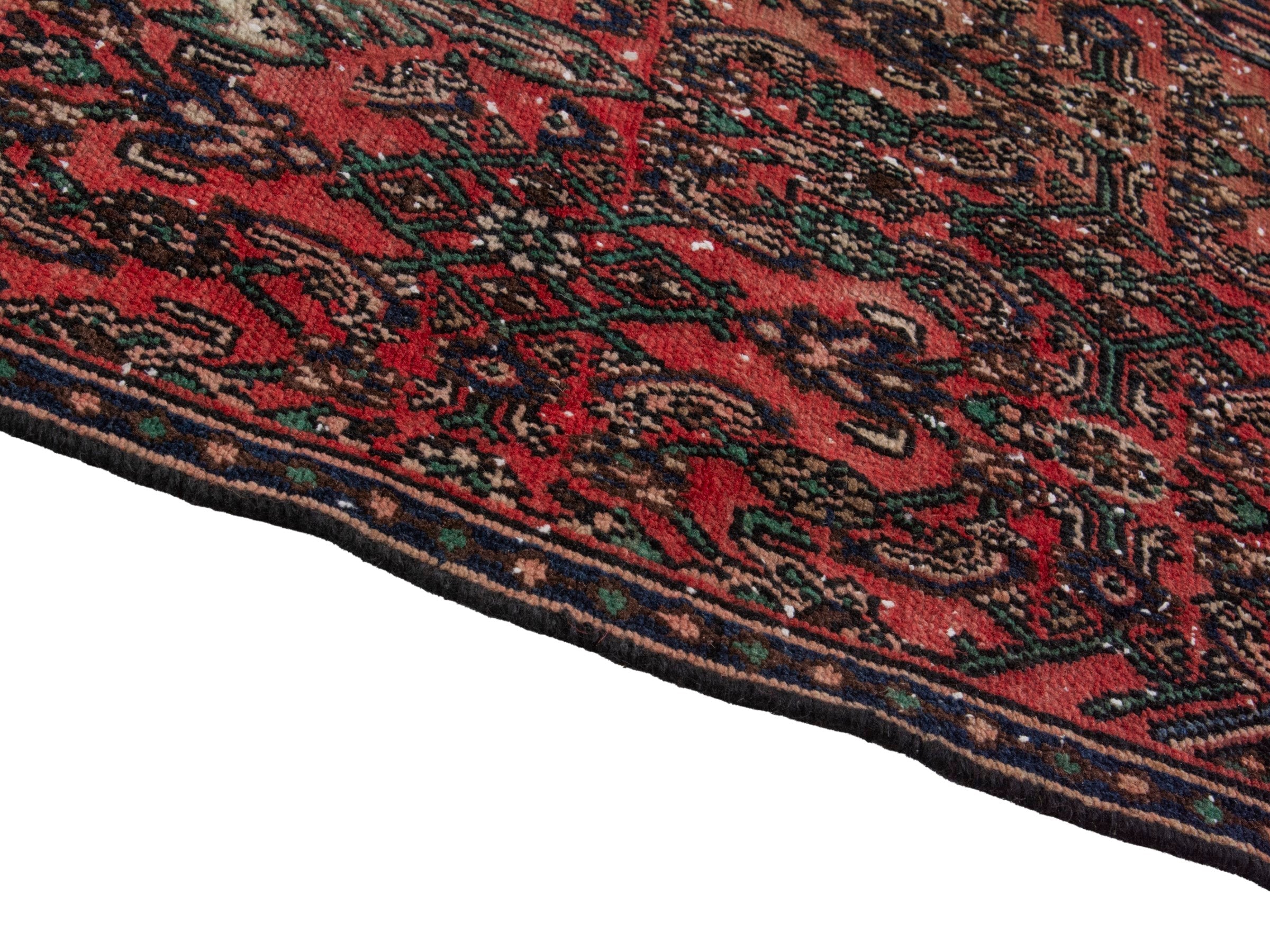 Persian Hamedan runner rug in burgundy and near-black, view 8 of 18