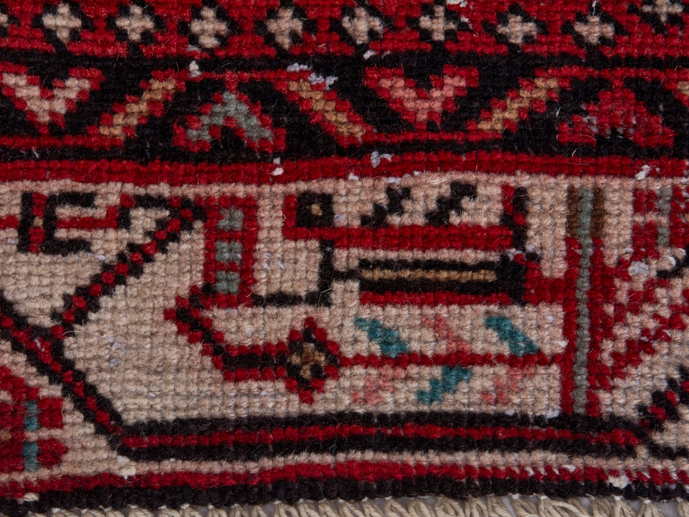 Persian Botteh runner rug in deep red and cream, view 12 of 17