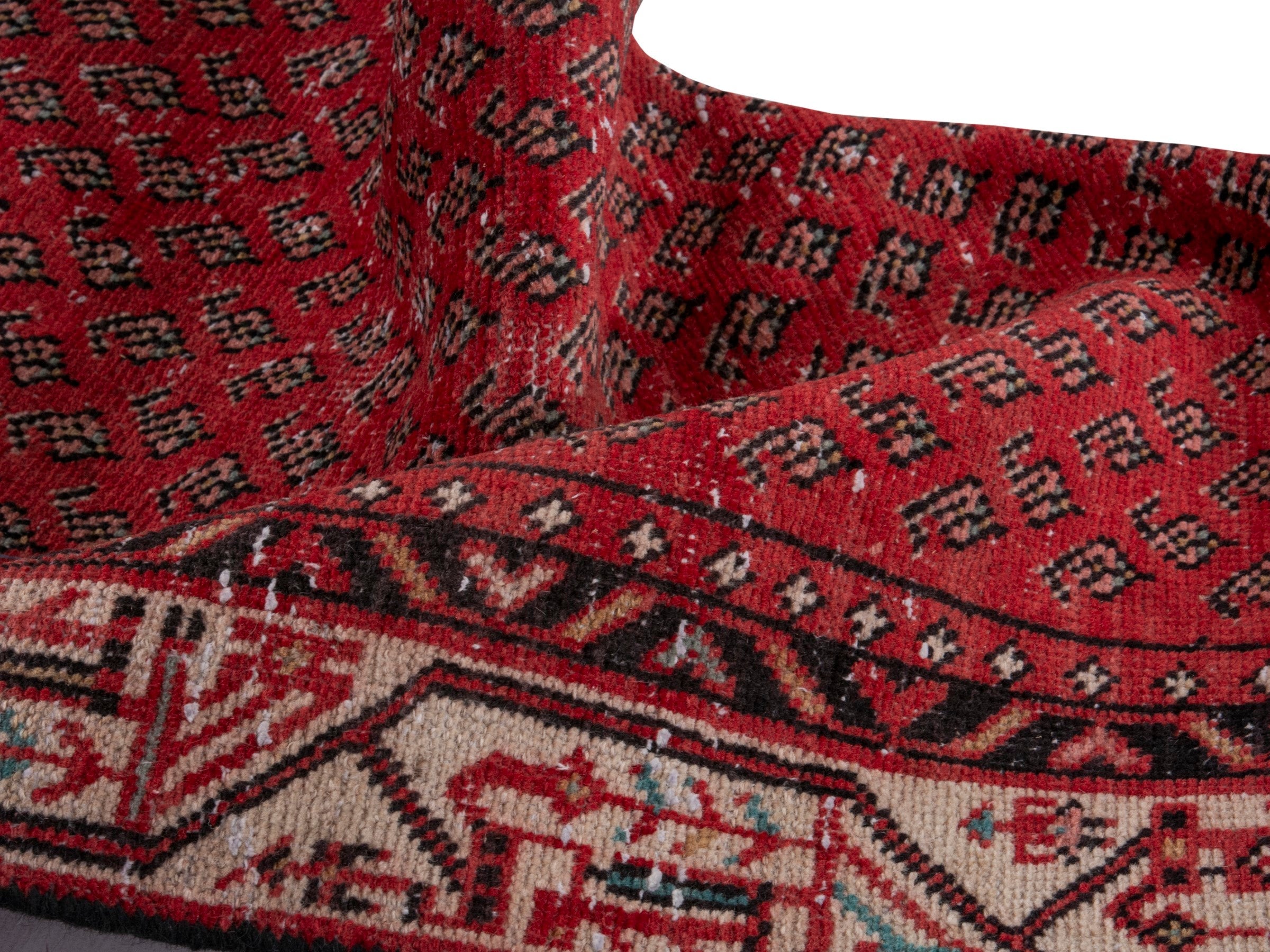 Persian Botteh runner rug in deep red and cream, view 15 of 17