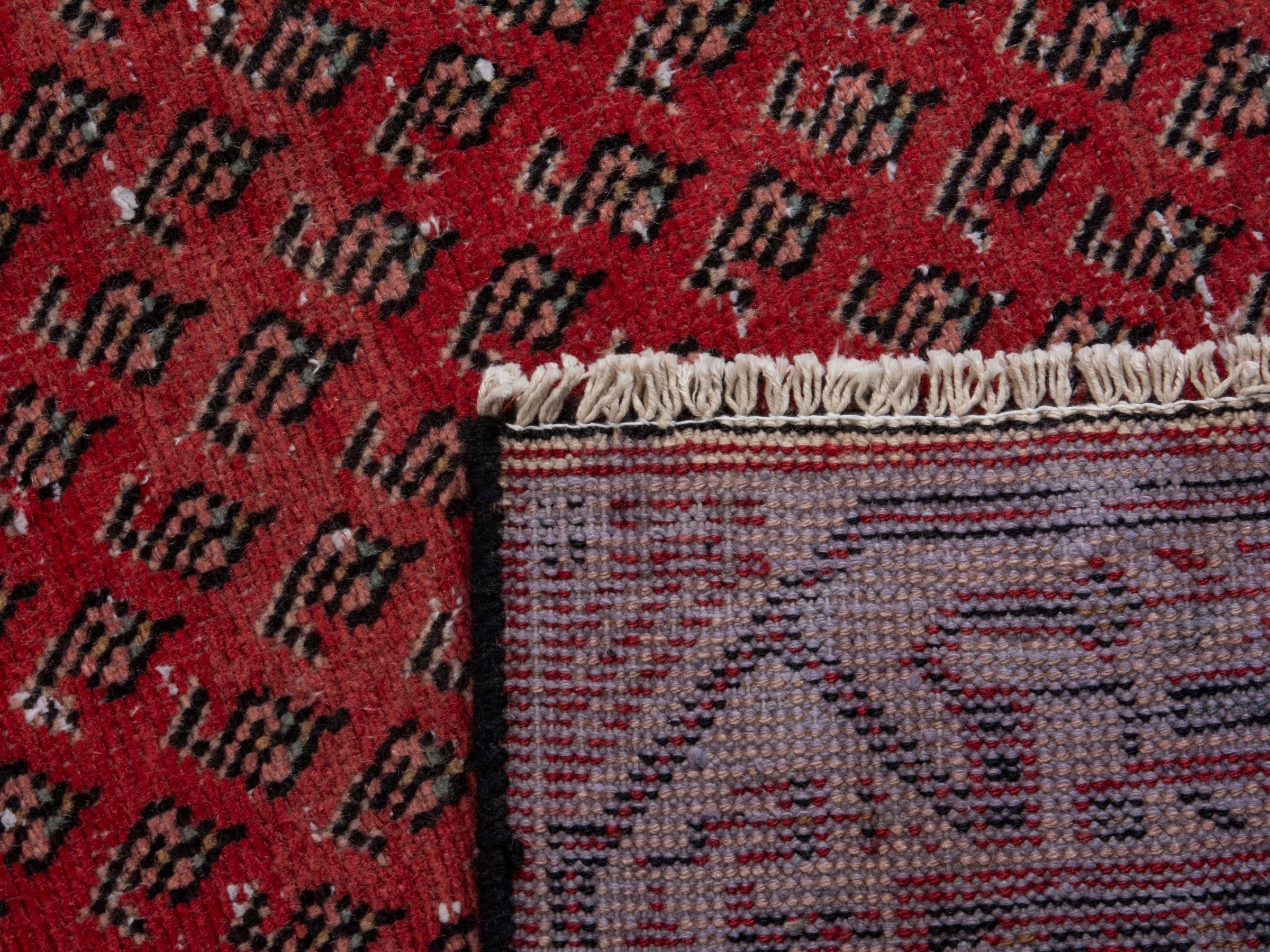 Persian Botteh runner rug in deep red and cream, view 17 of 17