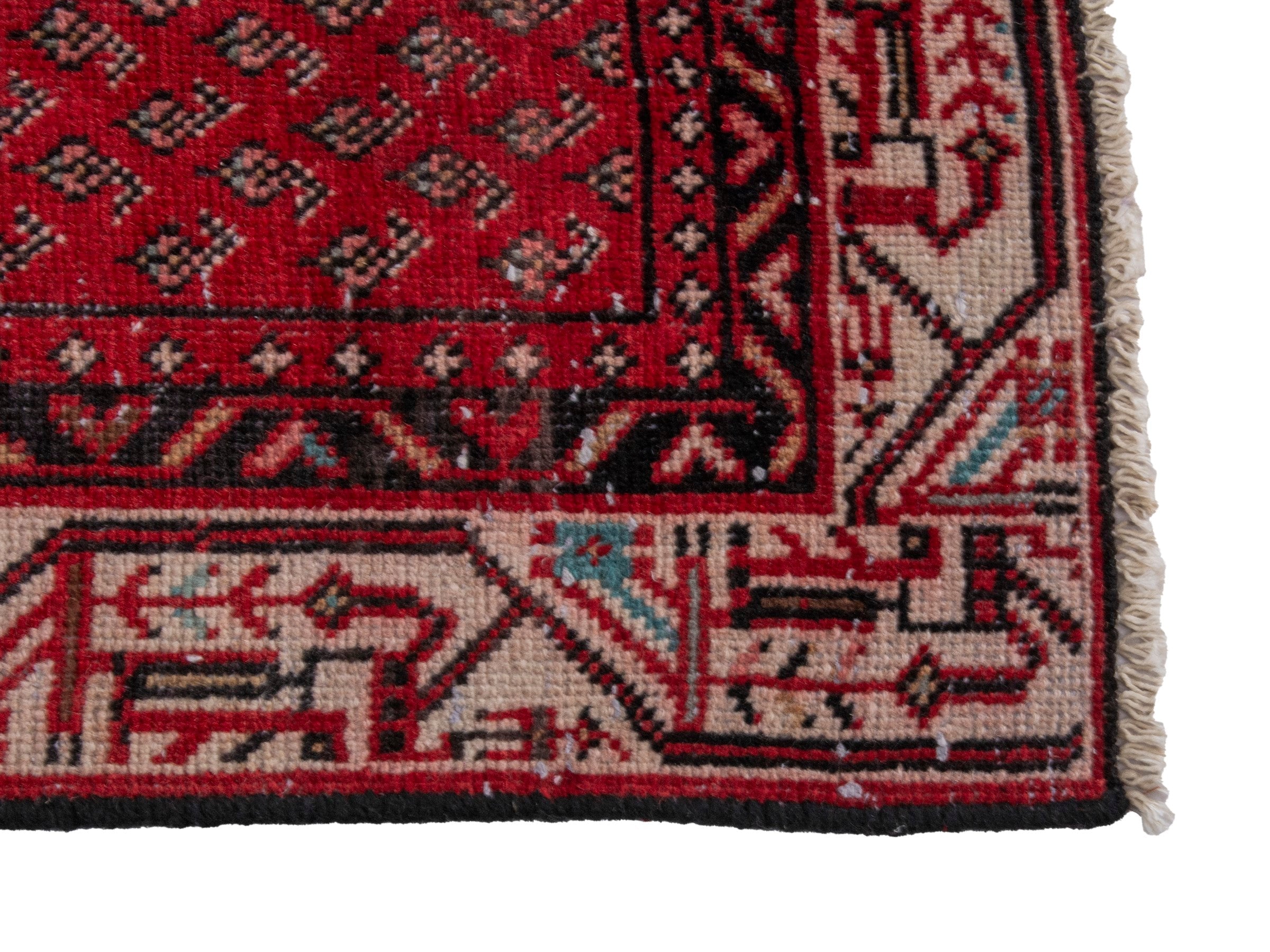 Persian Botteh runner rug in deep red and cream, view 5 of 17