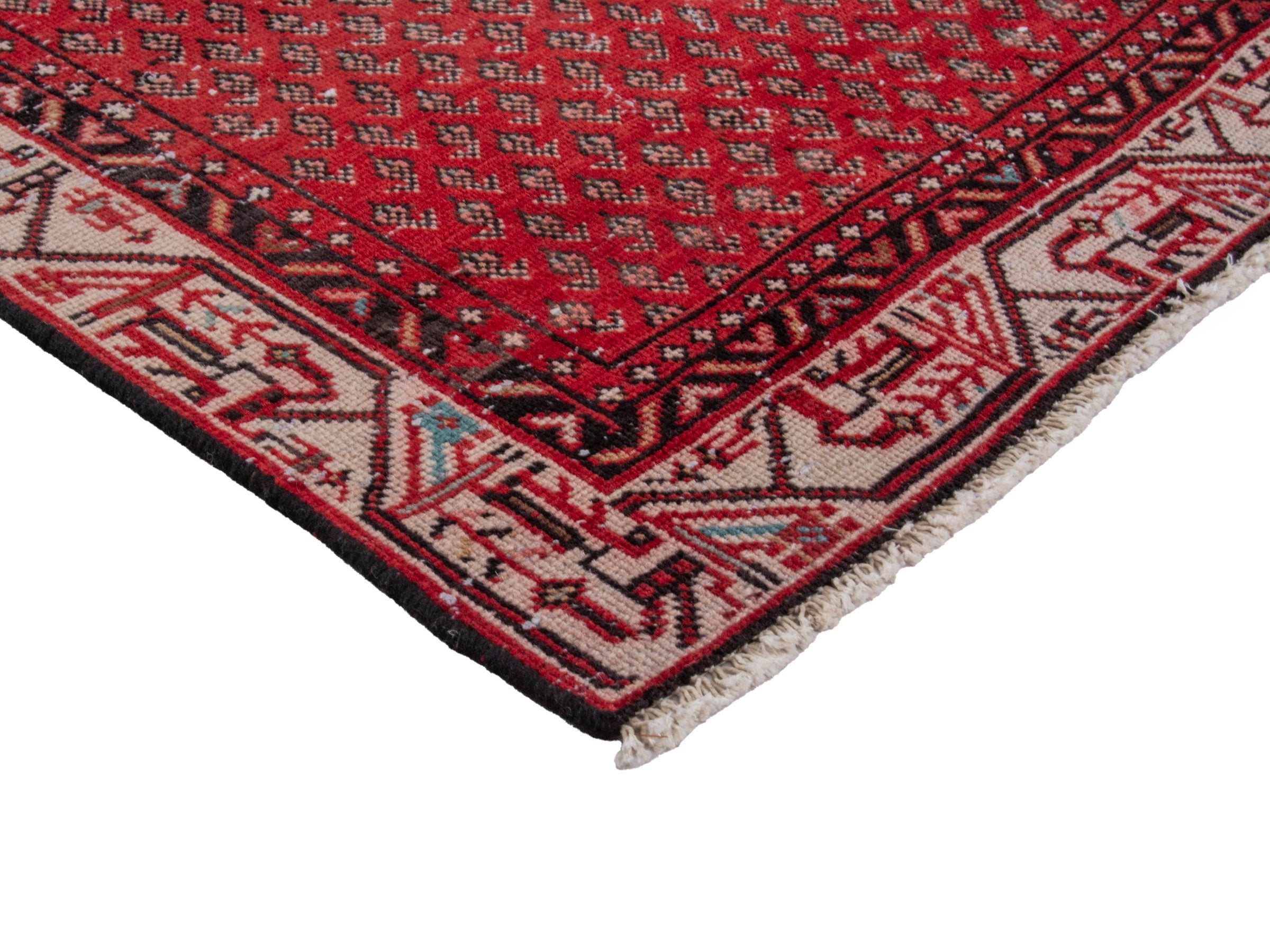 Persian Botteh runner rug in deep red and cream, view 6 of 17