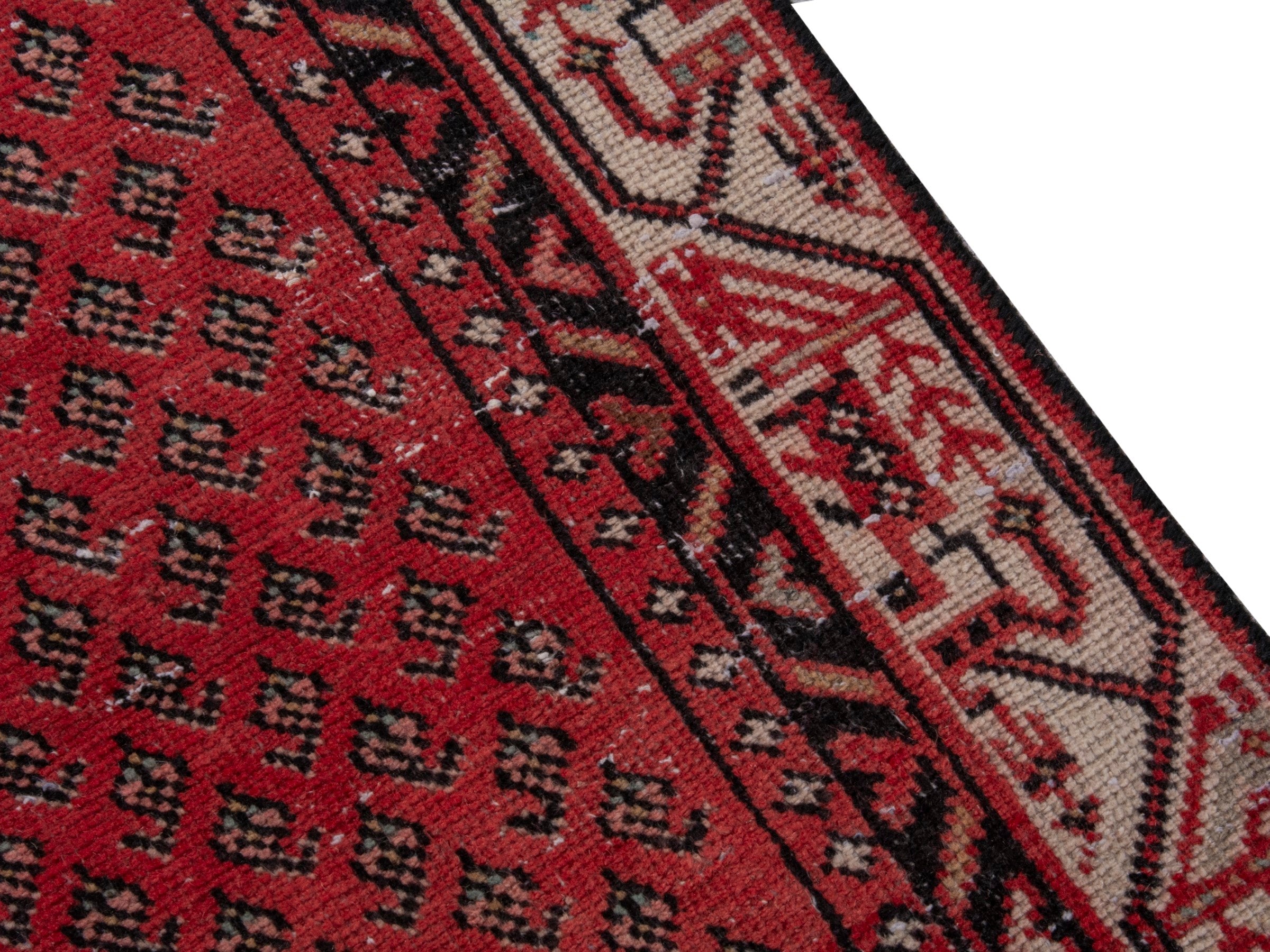 Persian Botteh runner rug in deep red and cream, view 7 of 17