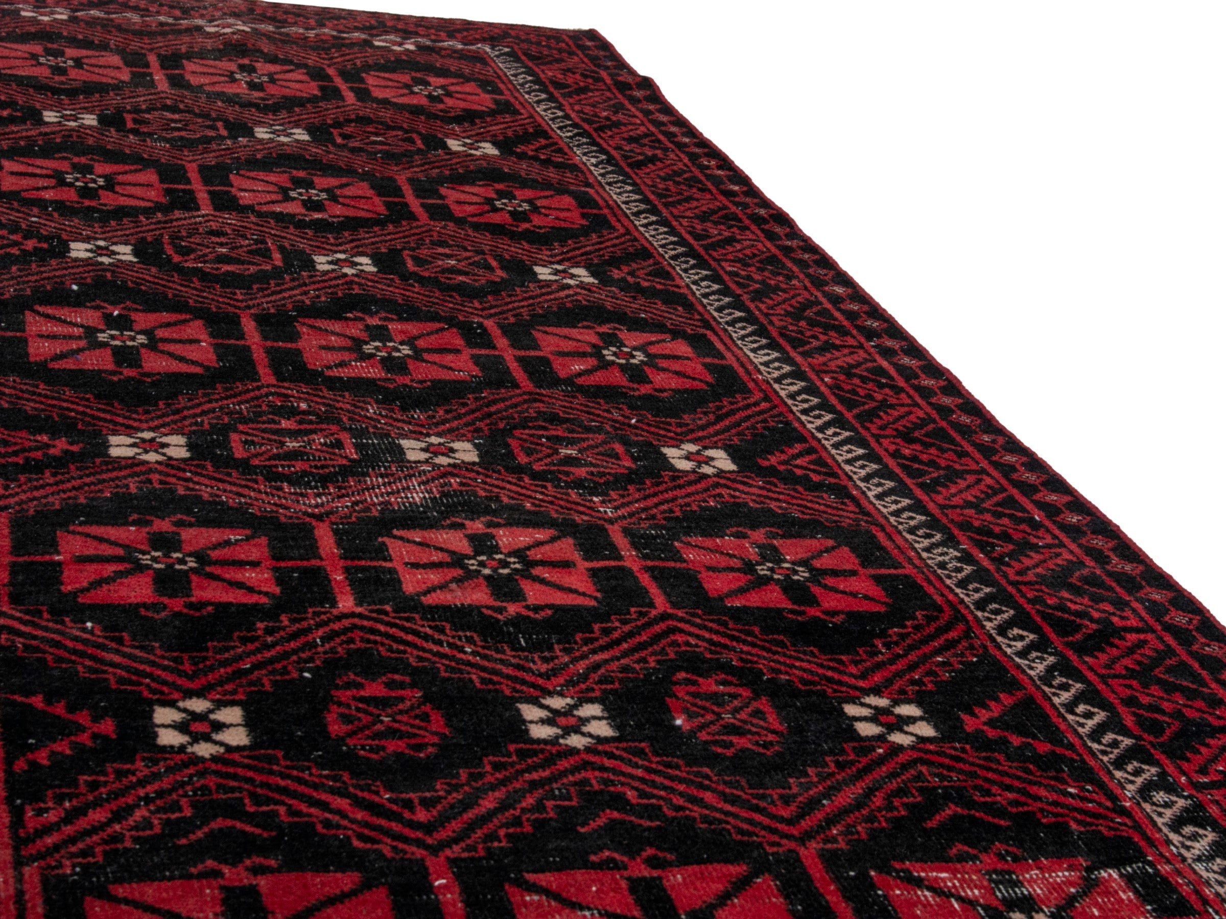 Persian Baluch runner rug in burgundy and rose, view 9 of 16