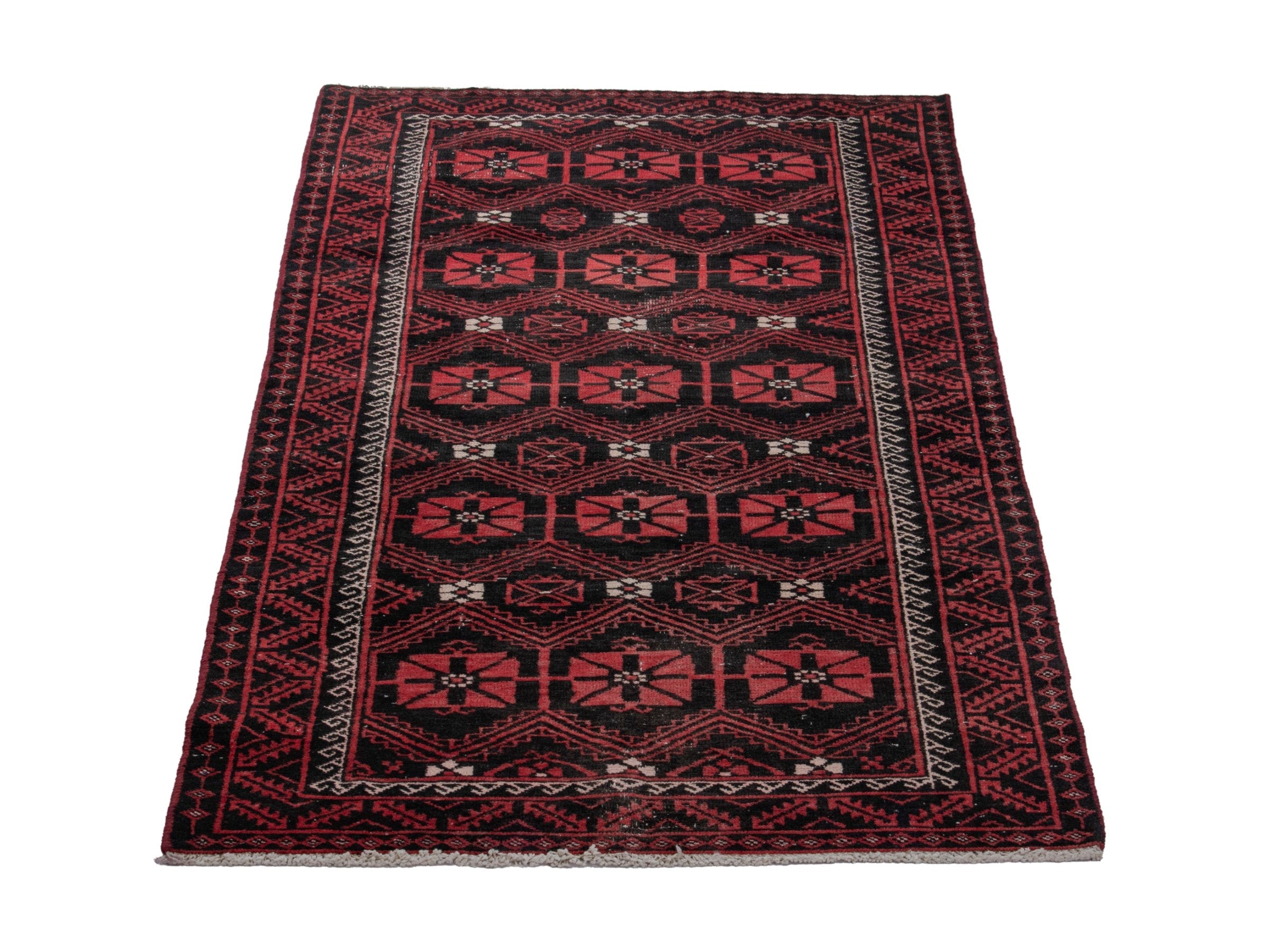 Persian Baluch runner rug in burgundy and rose, view 3 of 16
