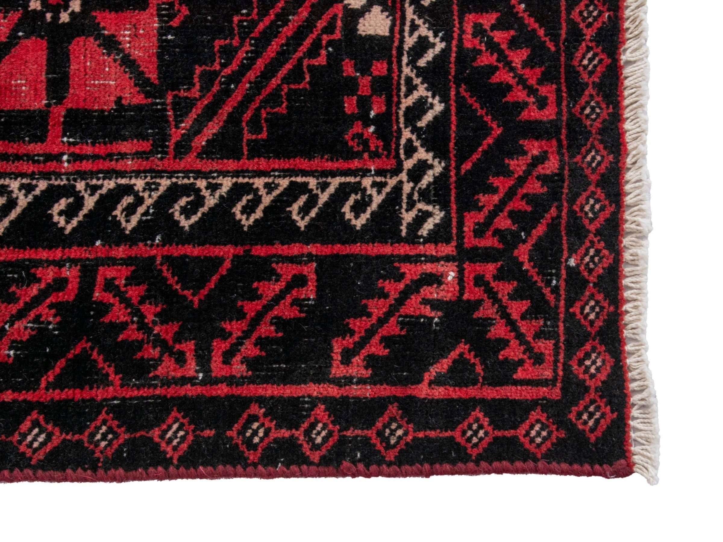 Persian Baluch runner rug in burgundy and rose, view 5 of 16