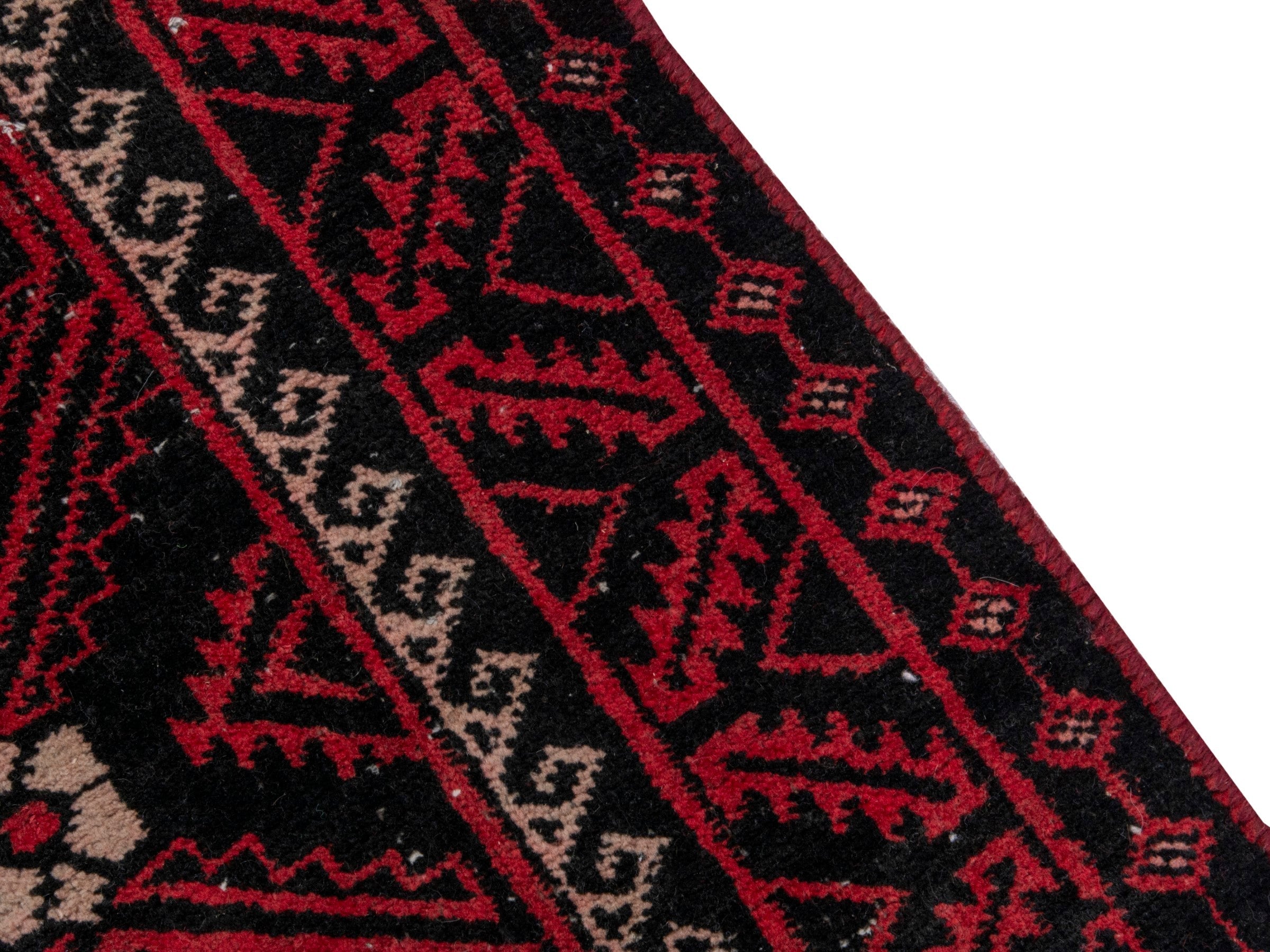 Persian Baluch runner rug in burgundy and rose, view 6 of 16