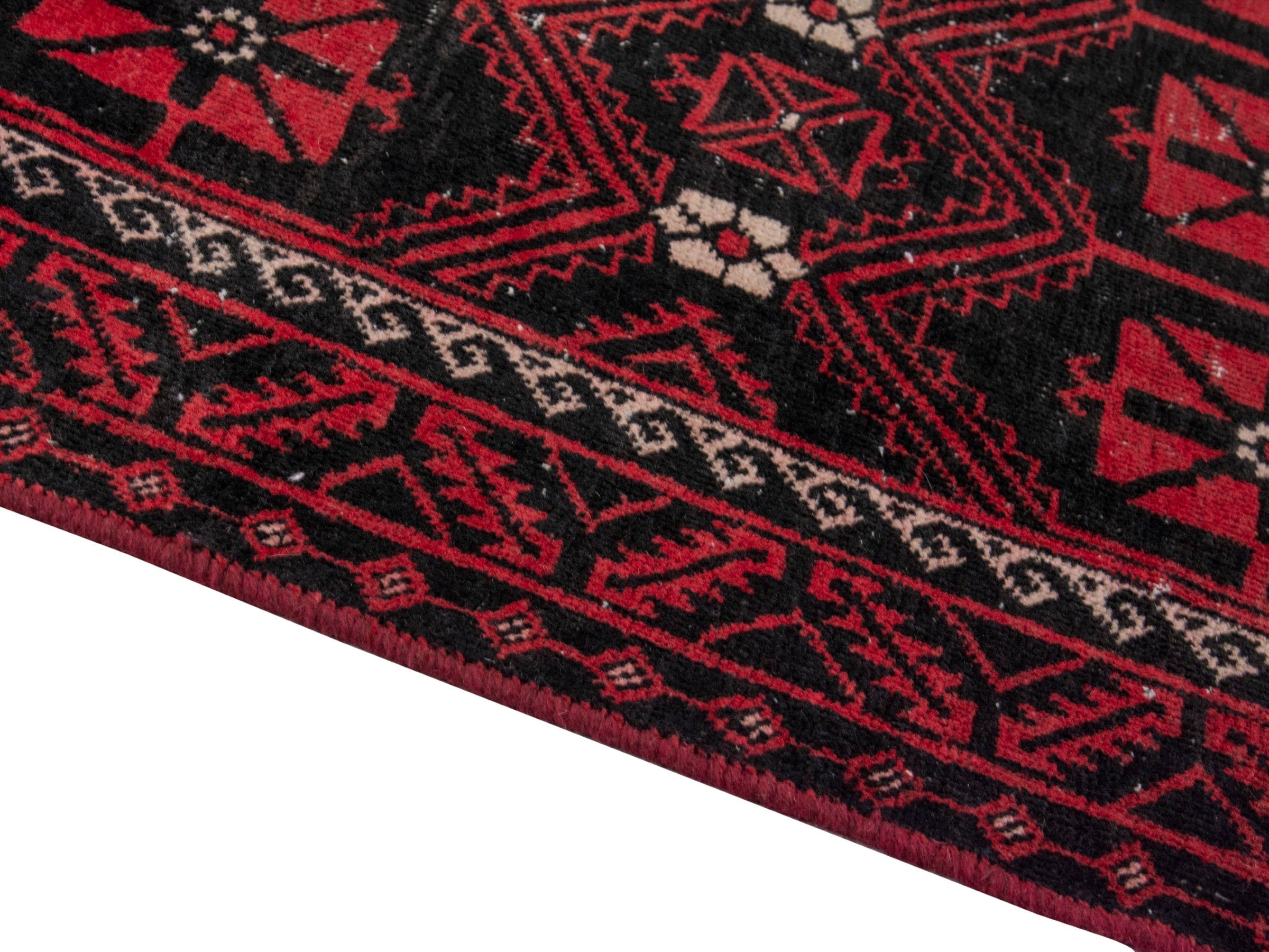 Persian Baluch runner rug in burgundy and rose, view 7 of 16