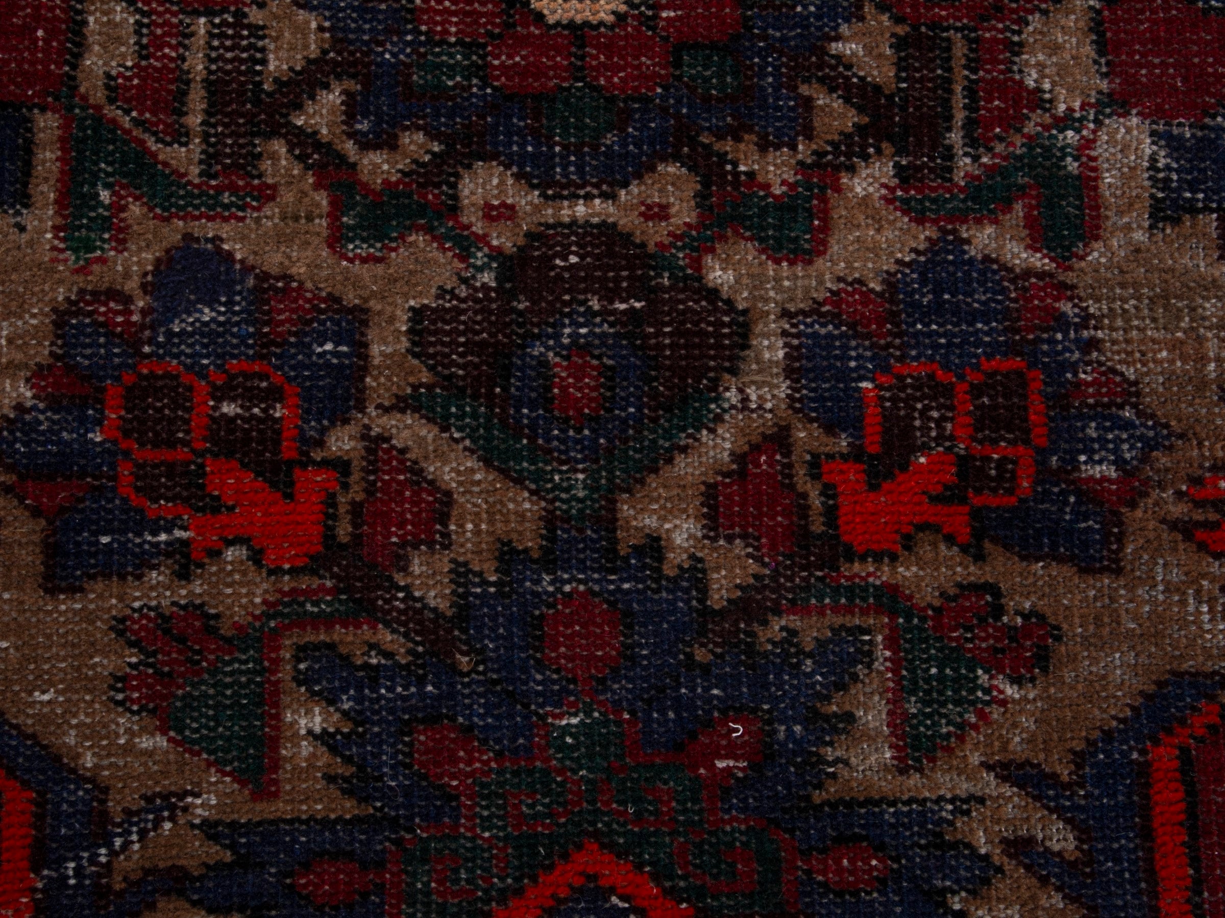 Persian Ferdos runner rug in cream and burgundy, view 13 of 20