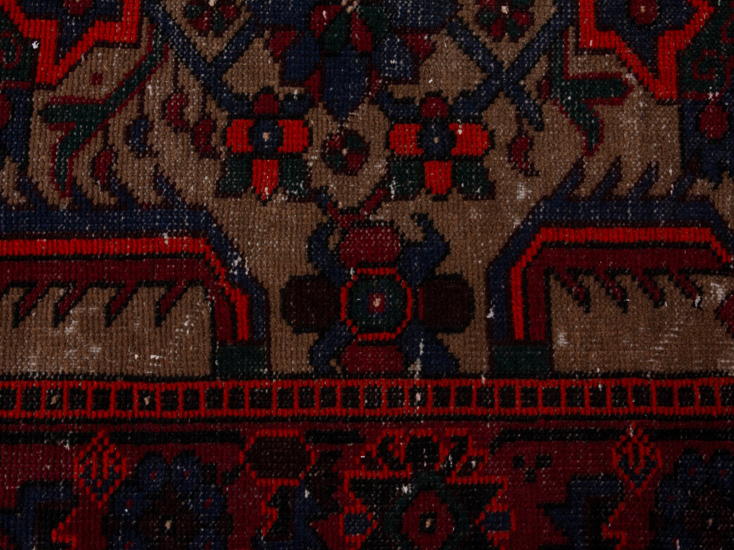 Persian Ferdos runner rug in cream and burgundy, view 14 of 20