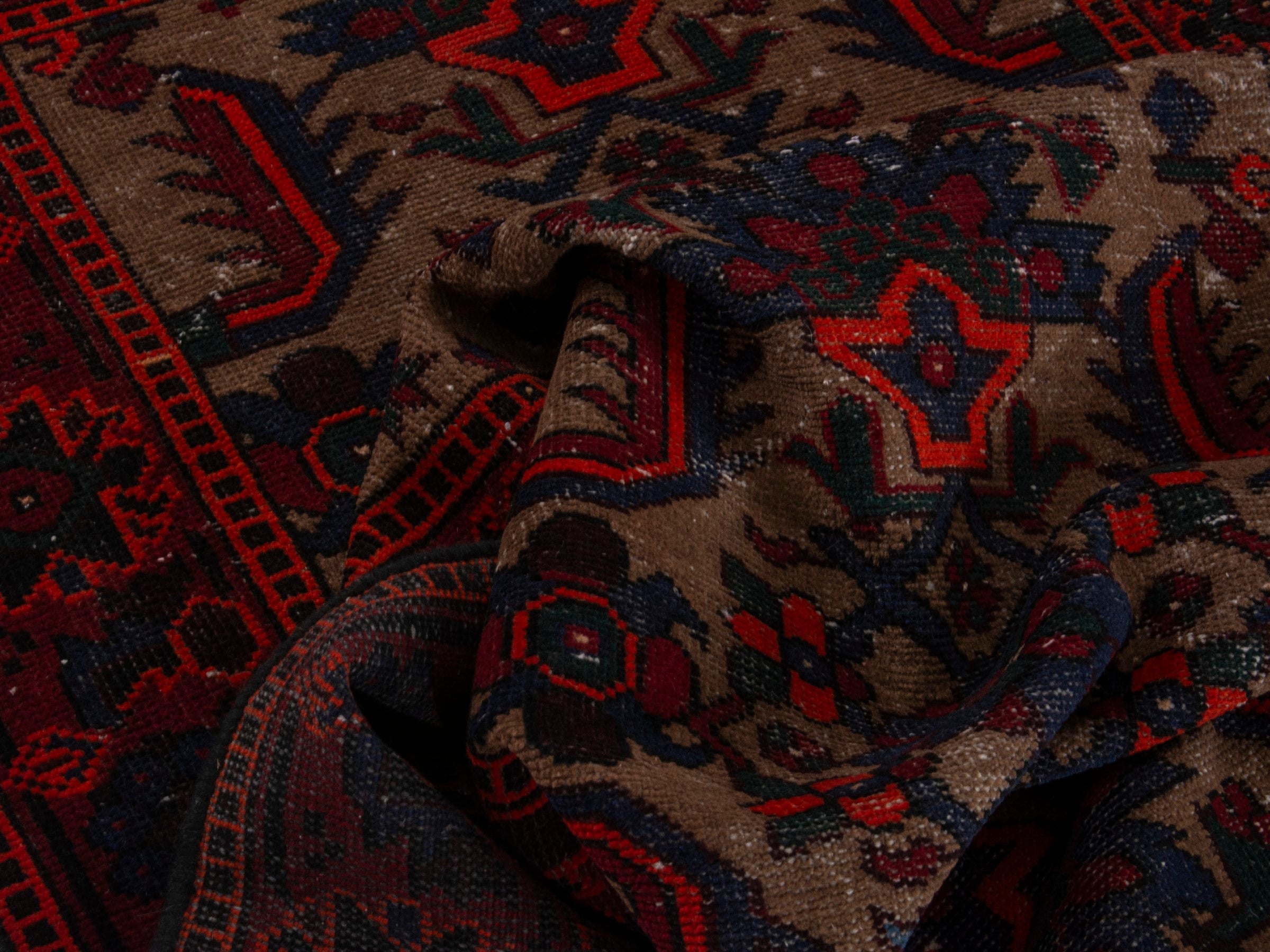 Persian Ferdos runner rug in cream and burgundy, view 16 of 20