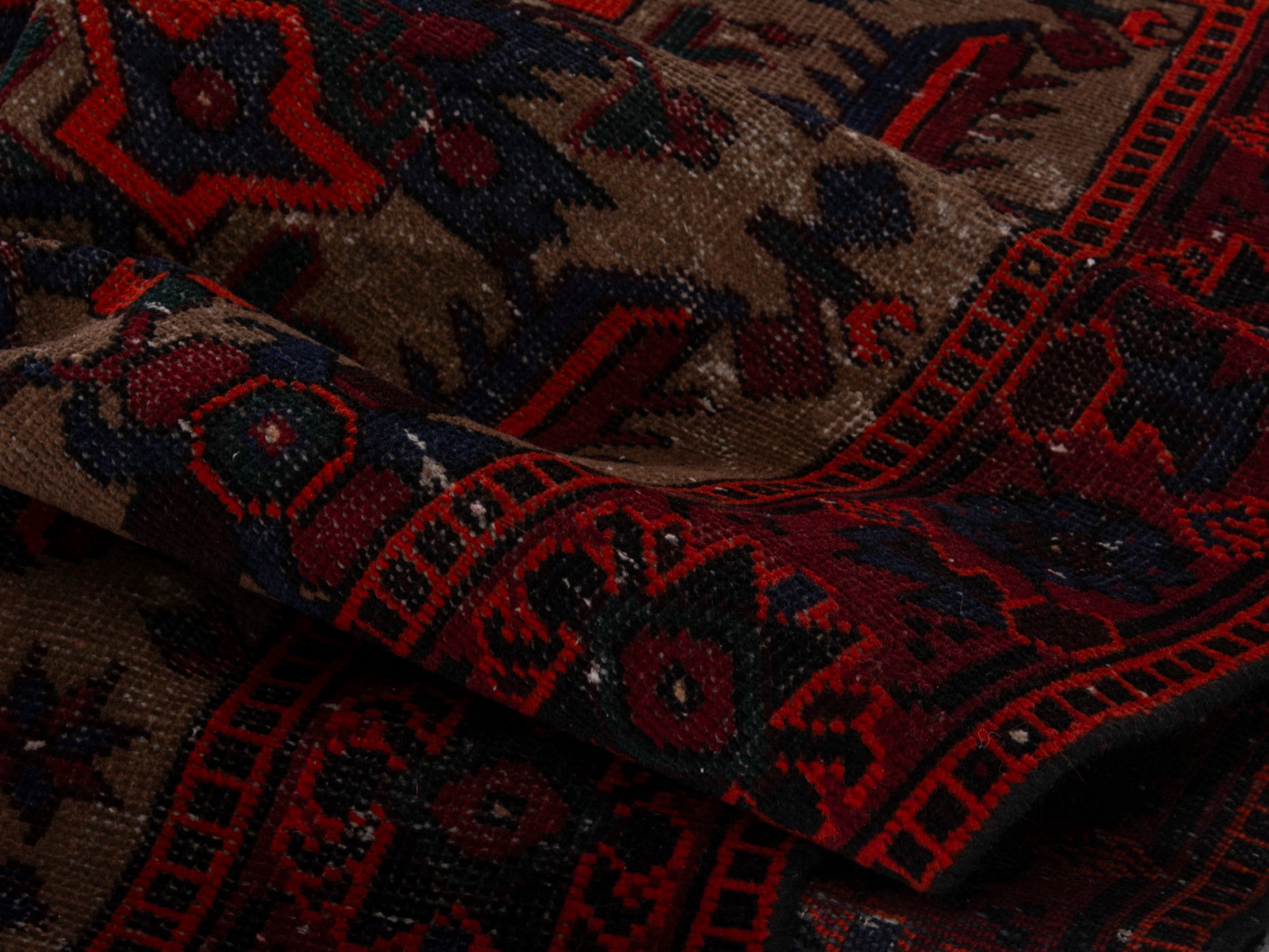Persian Ferdos runner rug in cream and burgundy, view 18 of 20