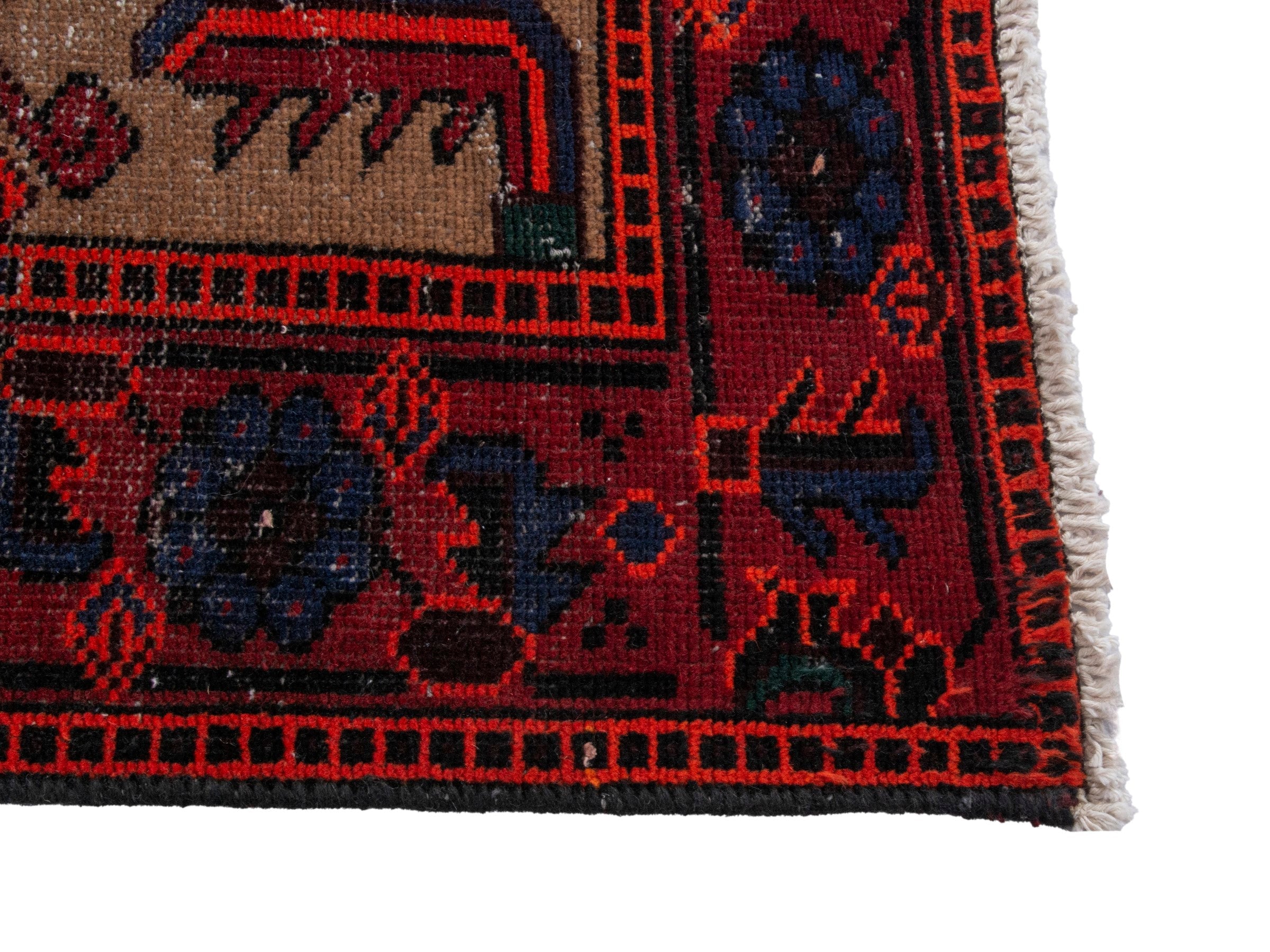Persian Ferdos runner rug in cream and burgundy, view 5 of 20