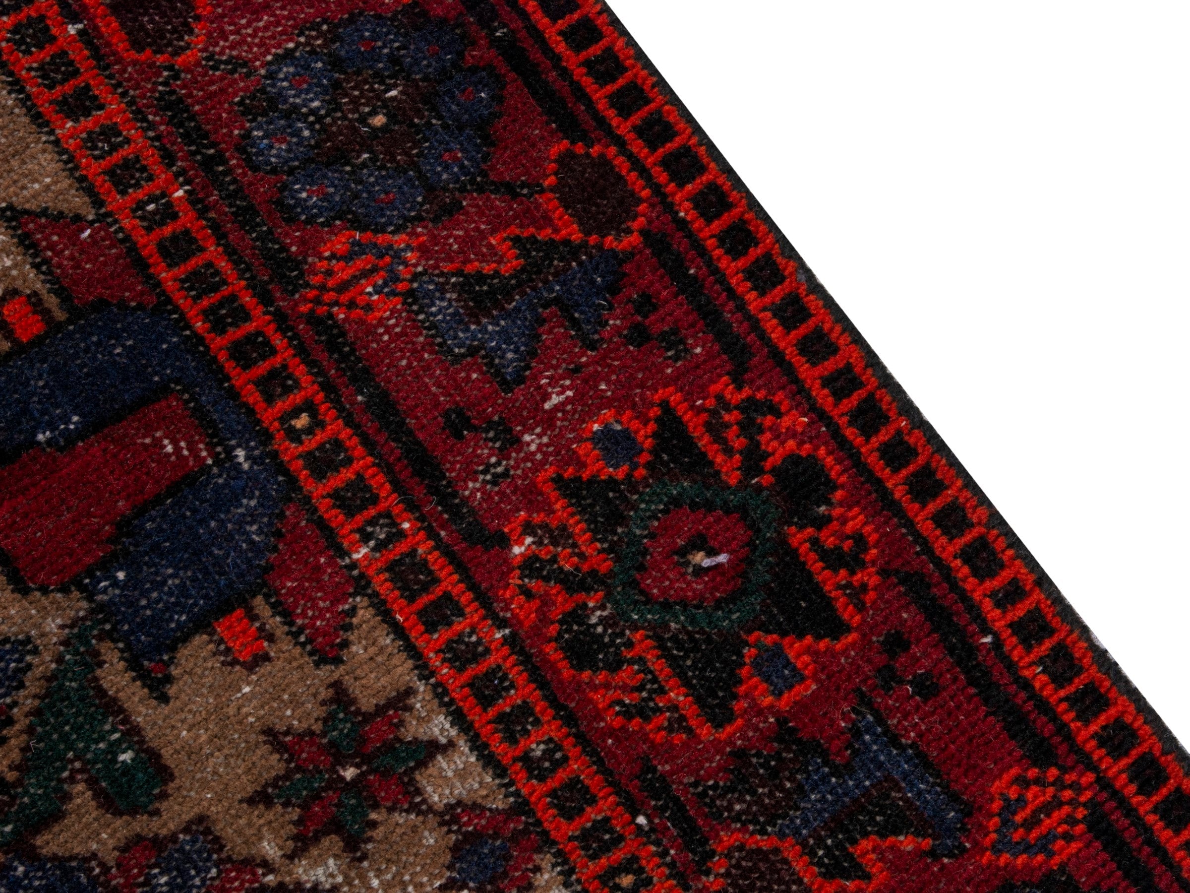 Persian Ferdos runner rug in cream and burgundy, view 7 of 20