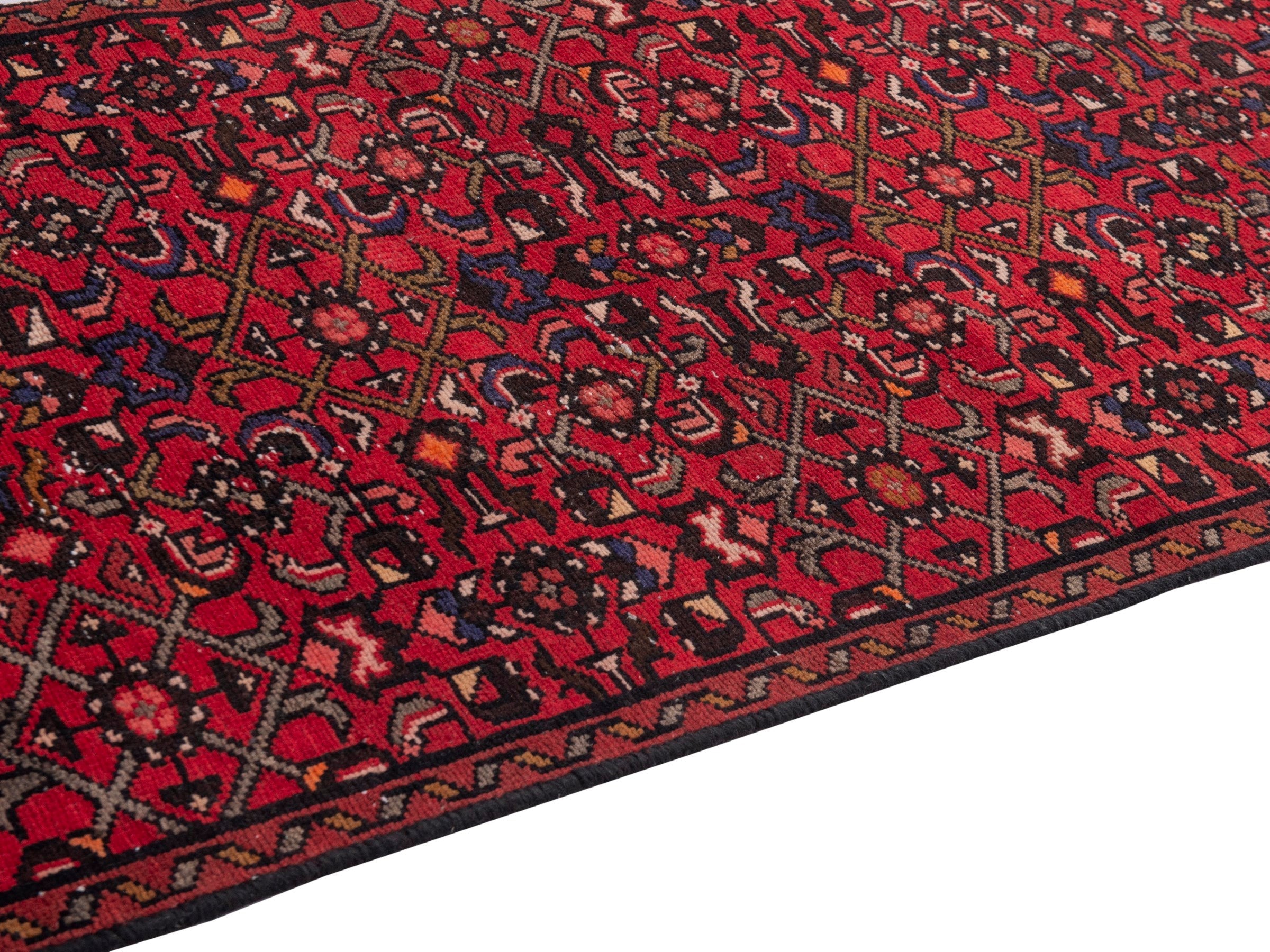 Persian Hamedan runner rug in burgundy and deep red, view 9 of 19