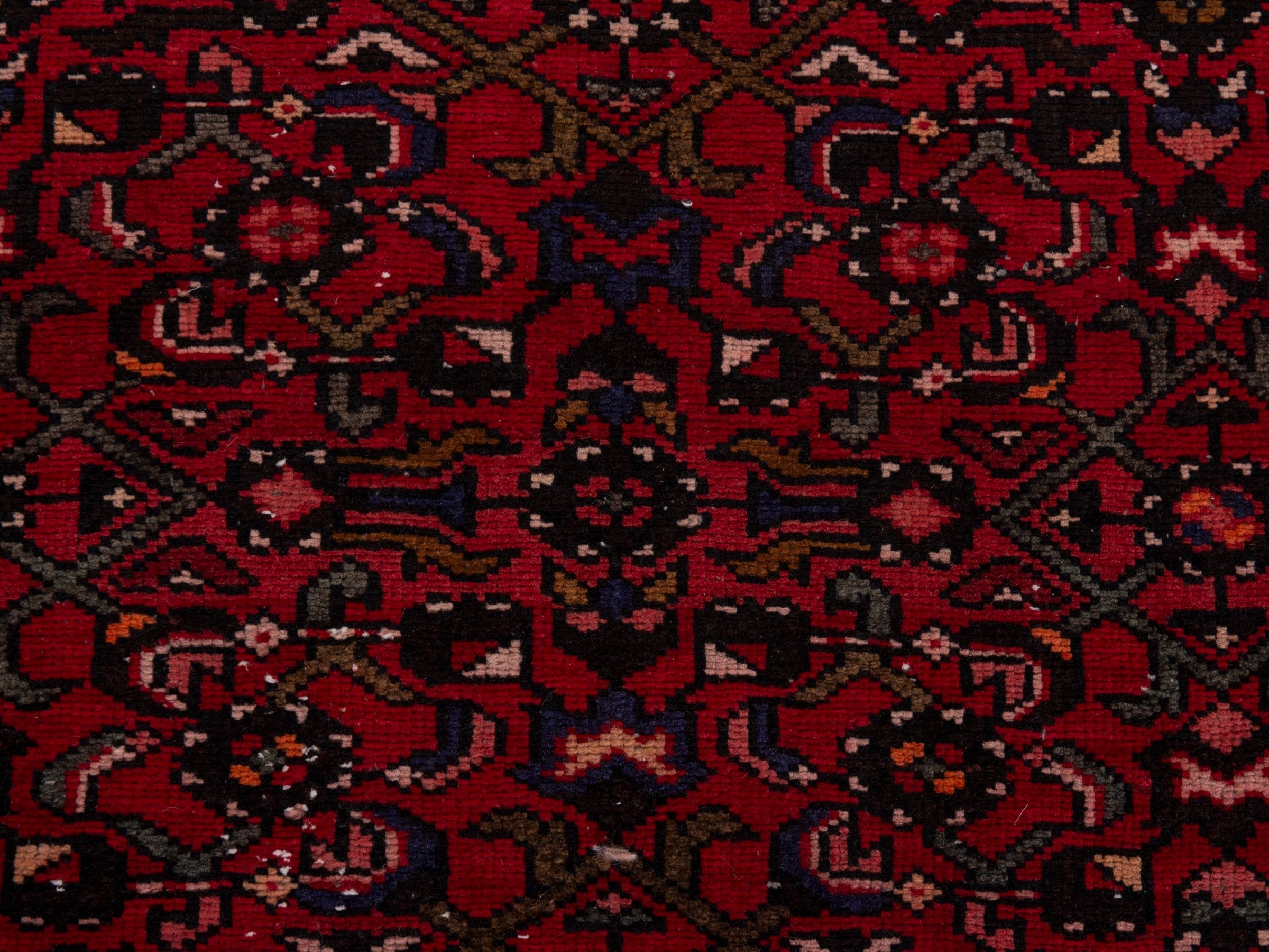 Persian Hamedan runner rug in burgundy and deep red, view 12 of 19