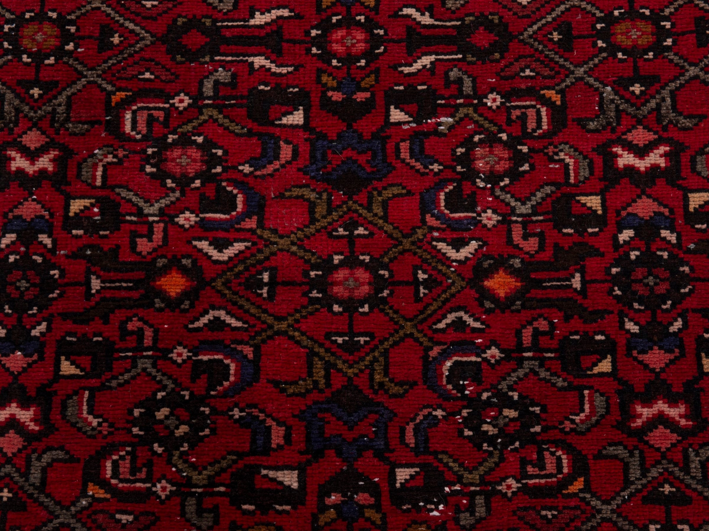 Persian Hamedan runner rug in burgundy and deep red, view 13 of 19