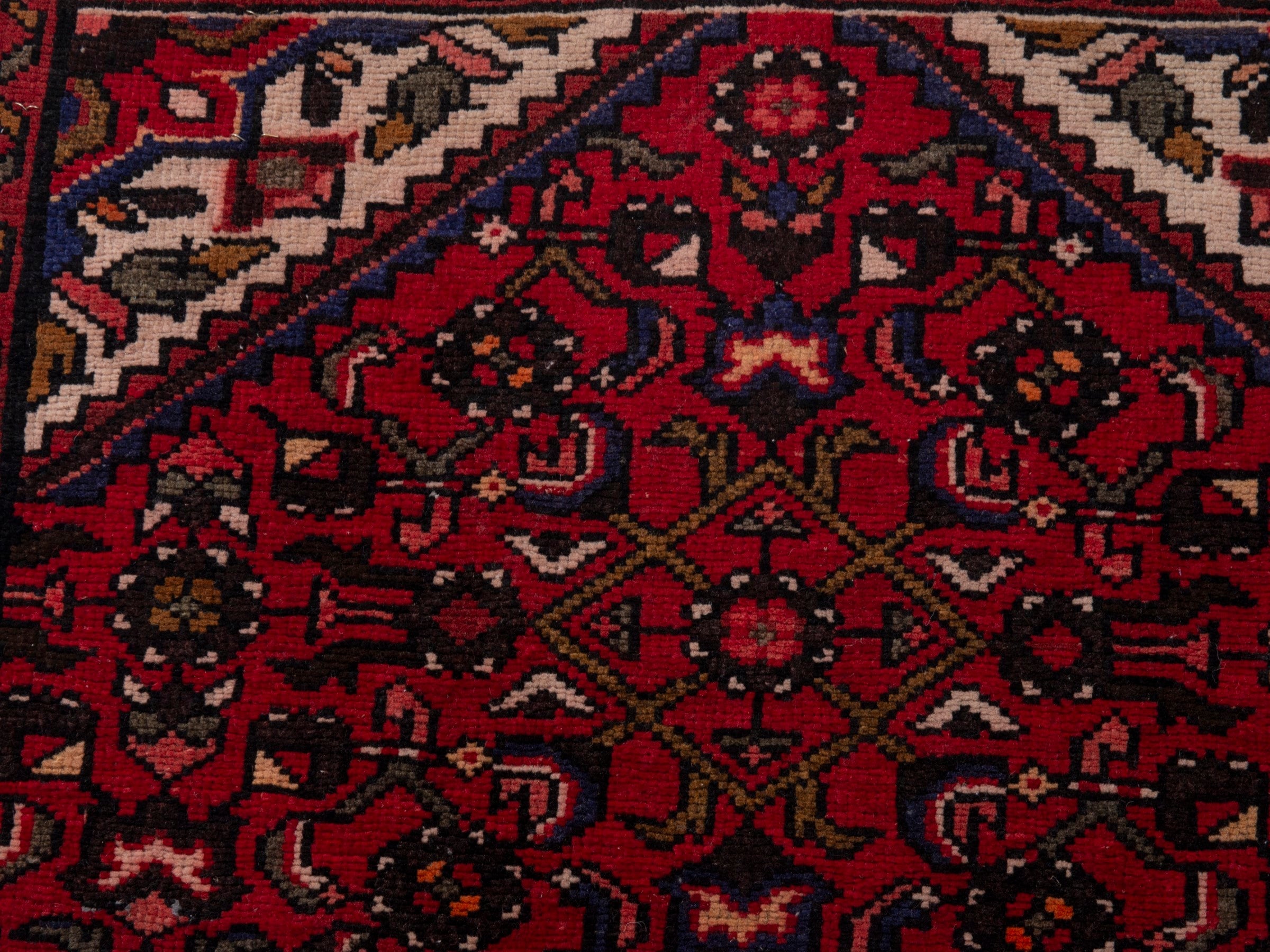 Persian Hamedan runner rug in burgundy and deep red, view 15 of 19