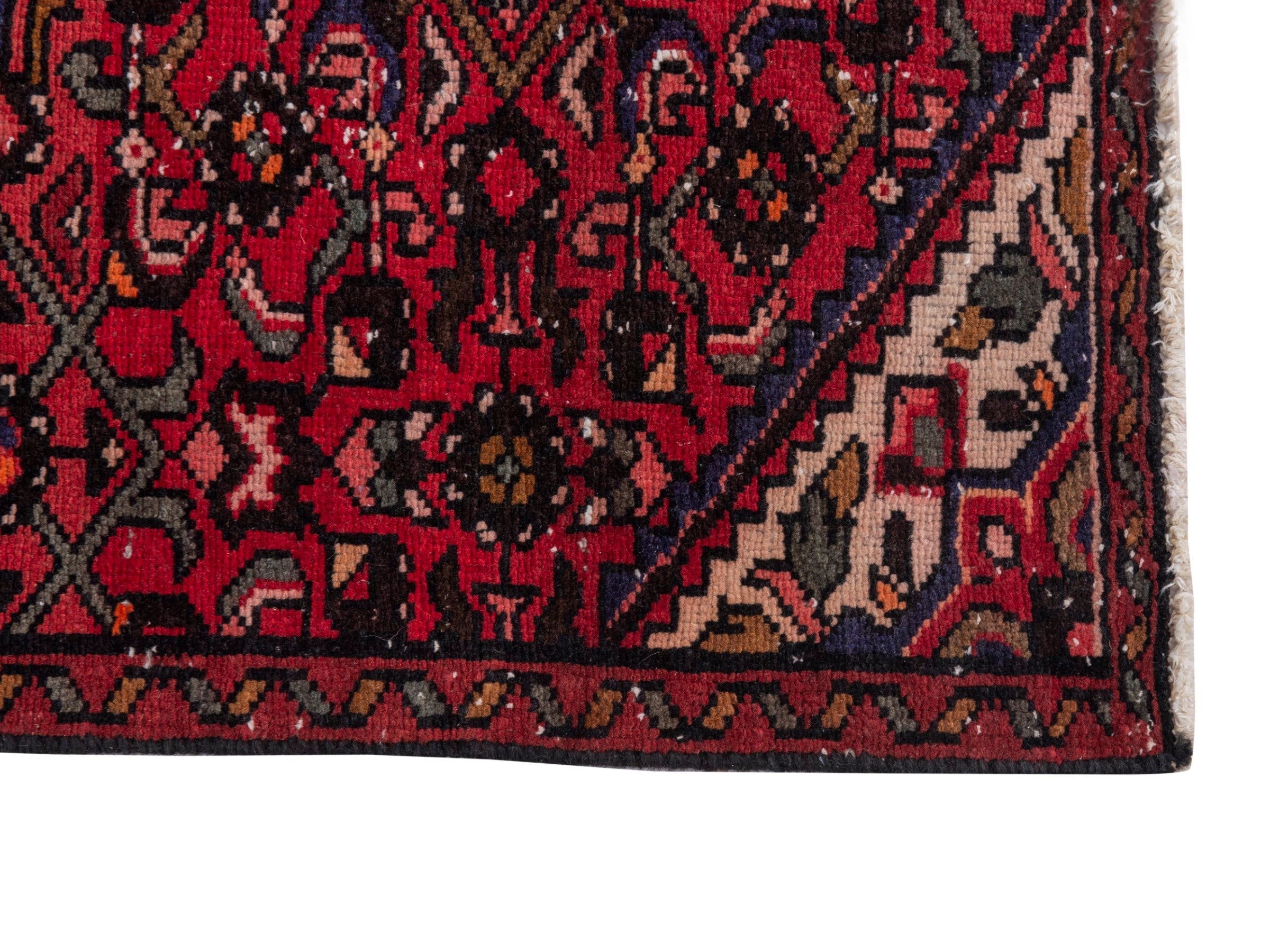 Persian Hamedan runner rug in burgundy and deep red, view 6 of 19
