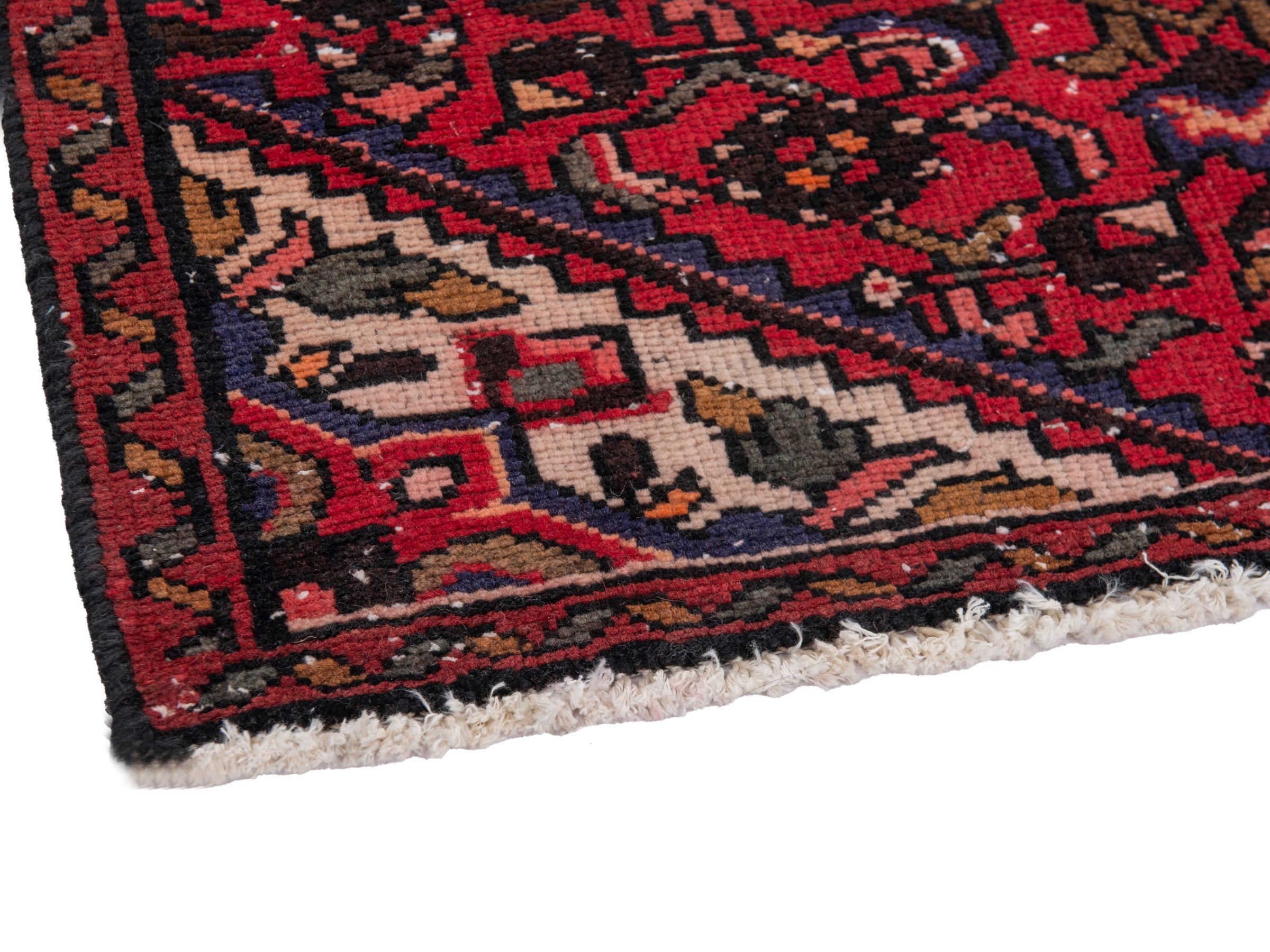 Persian Hamedan runner rug in burgundy and deep red, view 7 of 19