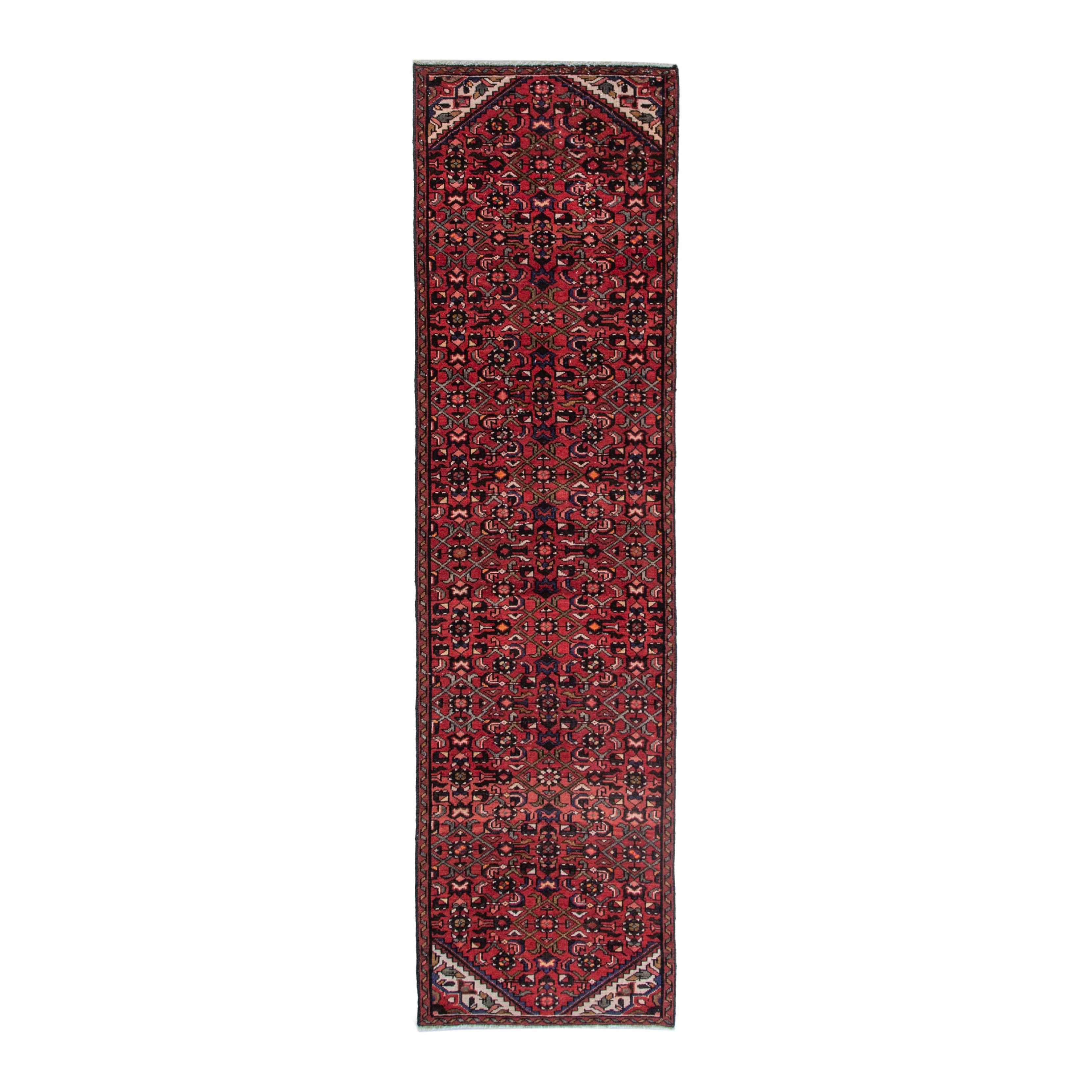 Persian Hamedan runner rug in burgundy and deep red, 2'7" x 9'6"