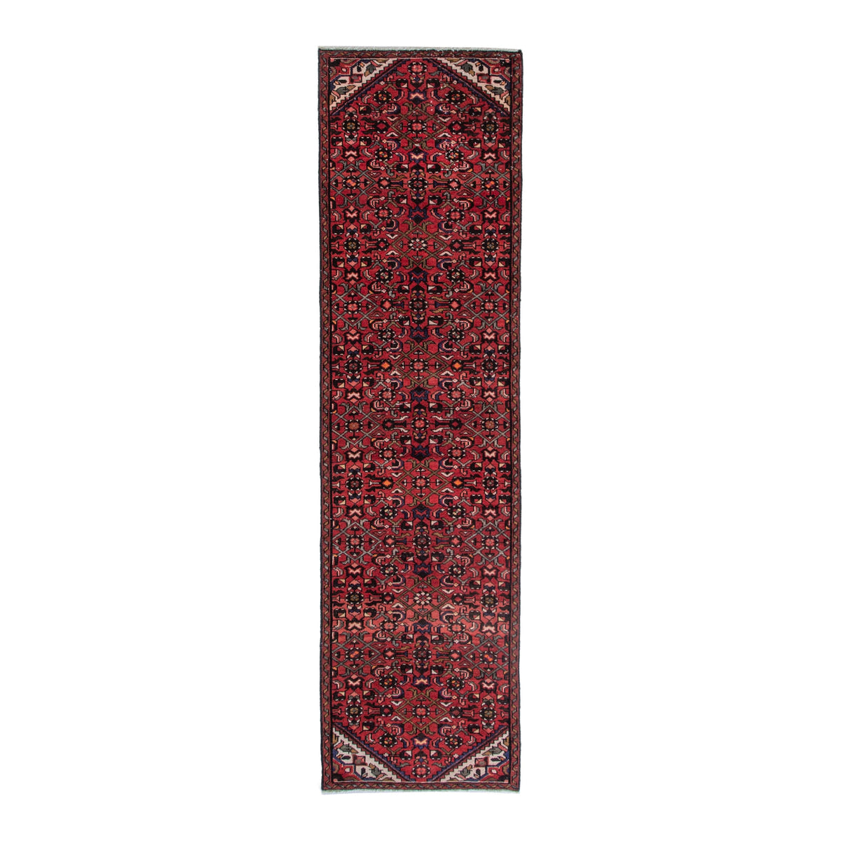 Persian Hamedan runner rug in burgundy and deep red, 2'7" x 9'6"