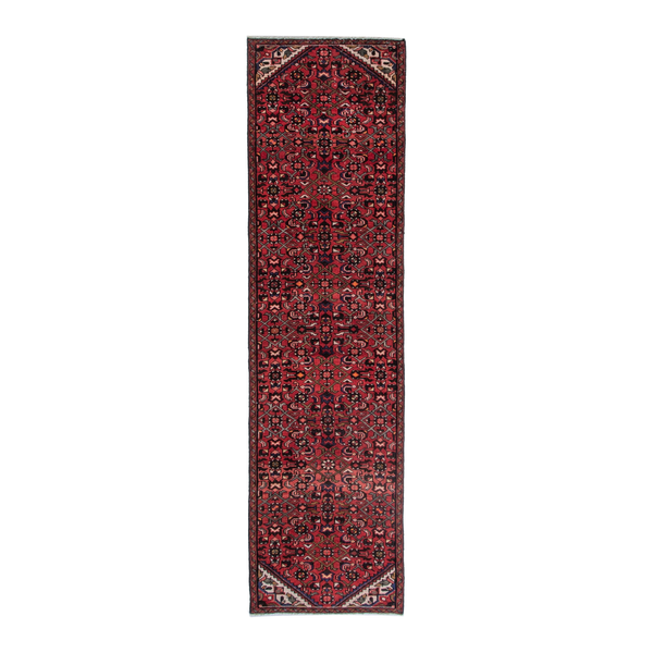 Persian Hamadan runner rug in burgundy and deep red, 2'7" x 9'6"