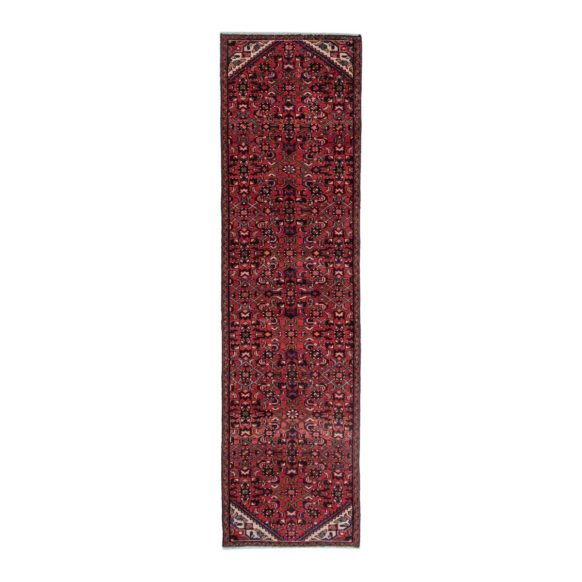 Persian Hamedan runner rug in burgundy and deep red, 2'7" x 9'6"