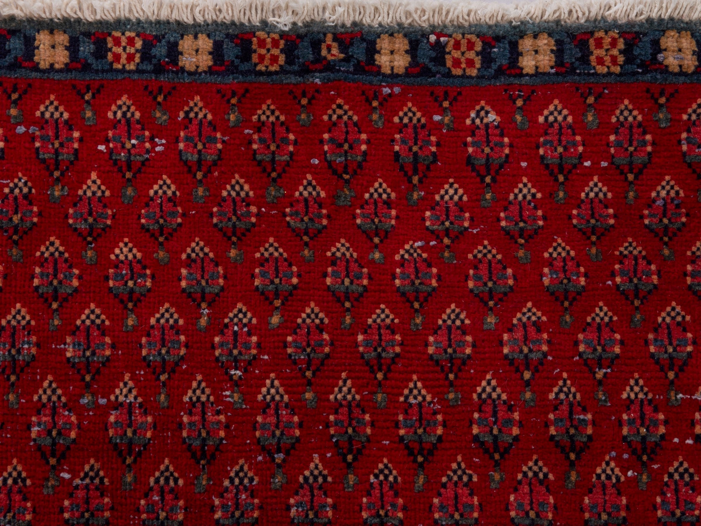 Persian Botteh runner rug in deep red and faded red, view 11 of 15