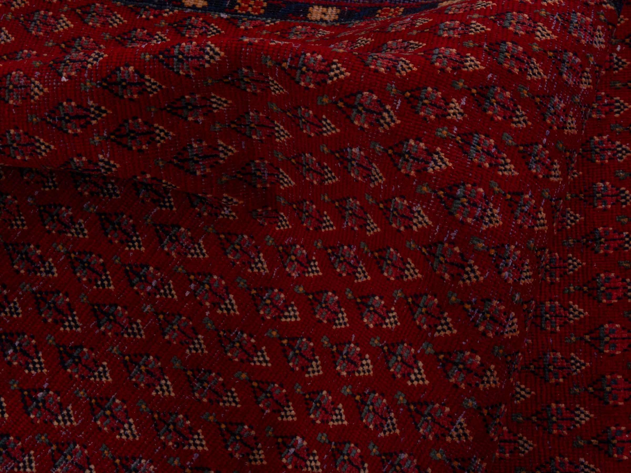 Persian Botteh runner rug in deep red and faded red, view 12 of 15