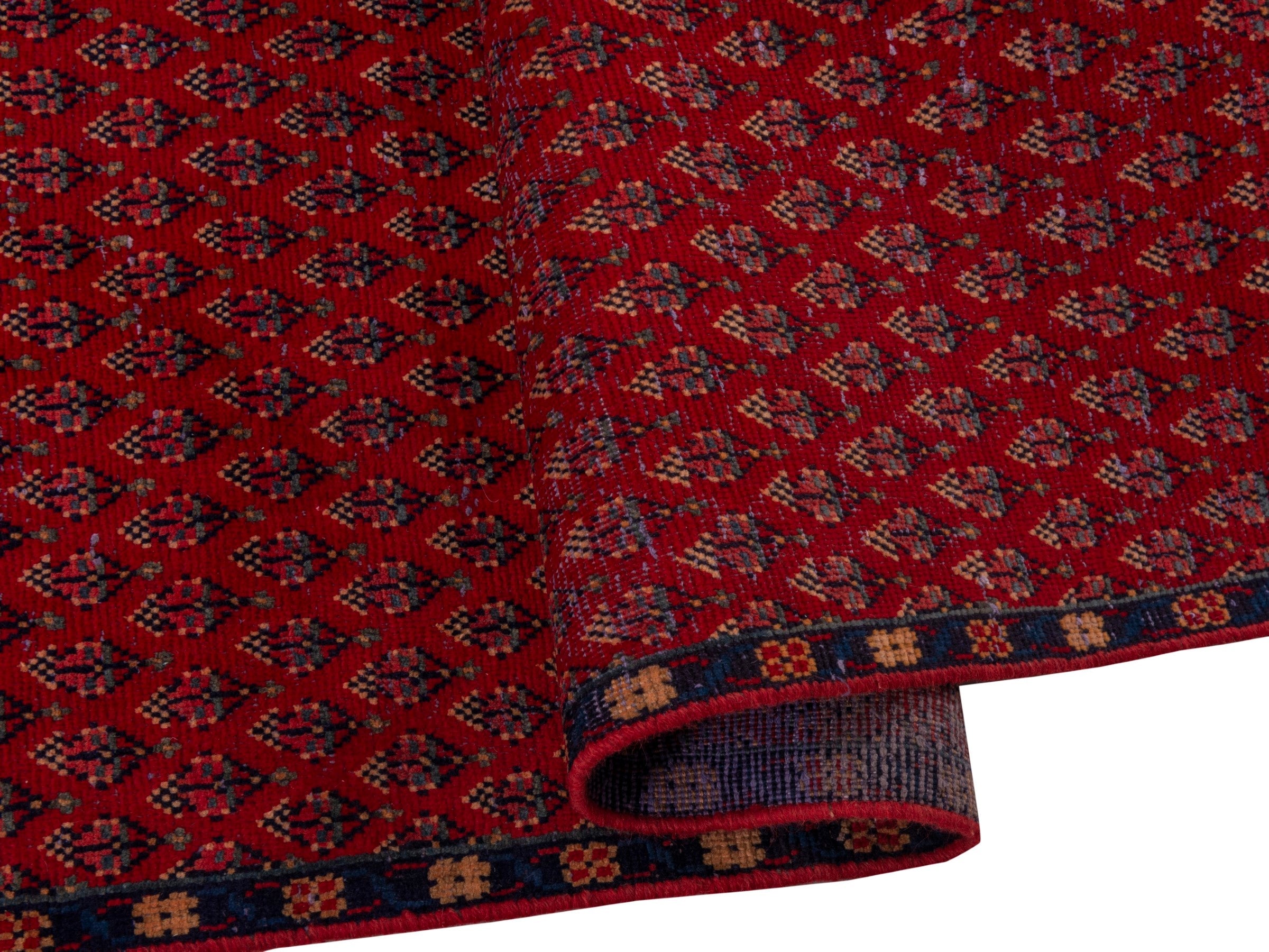 Persian Botteh runner rug in deep red and faded red, view 14 of 15