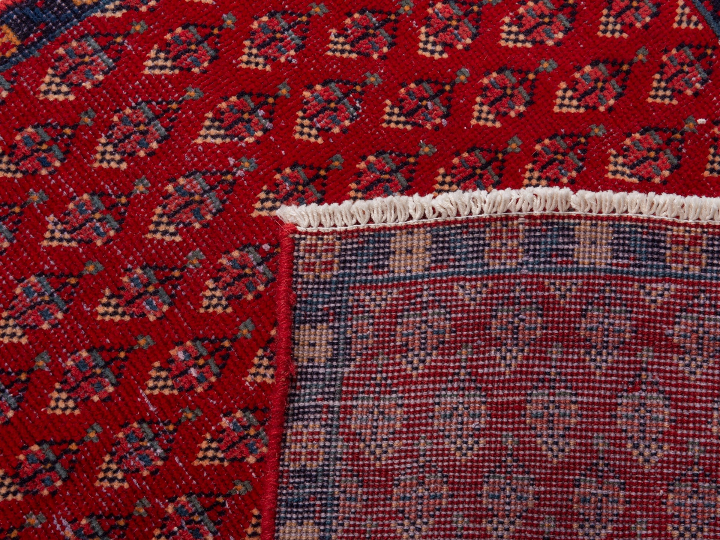 Persian Botteh runner rug in deep red and faded red, view 15 of 15