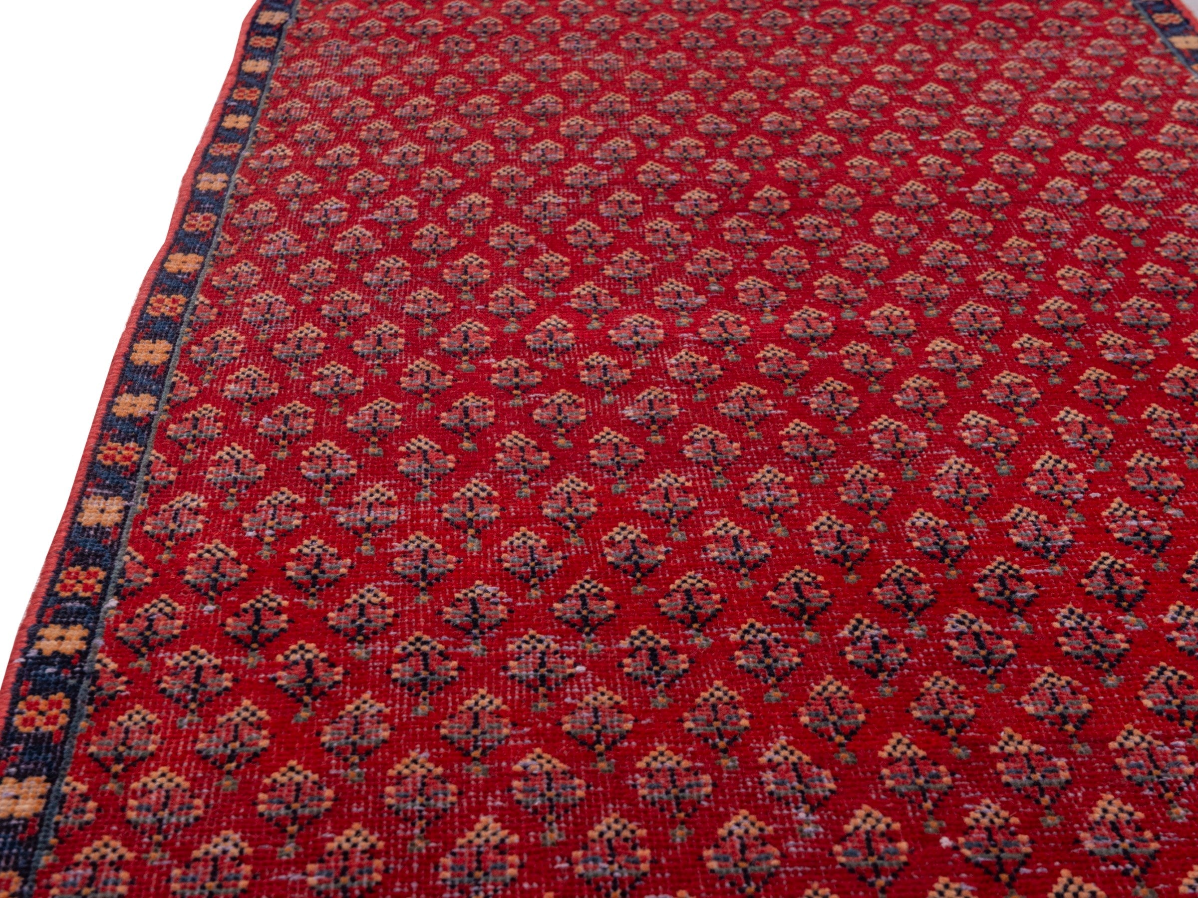 Persian Botteh runner rug in deep red and faded red, view 7 of 15