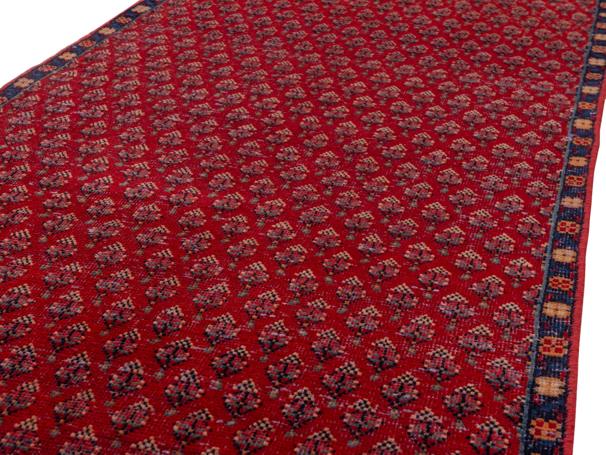 Persian Botteh runner rug in deep red and faded red, view 8 of 15