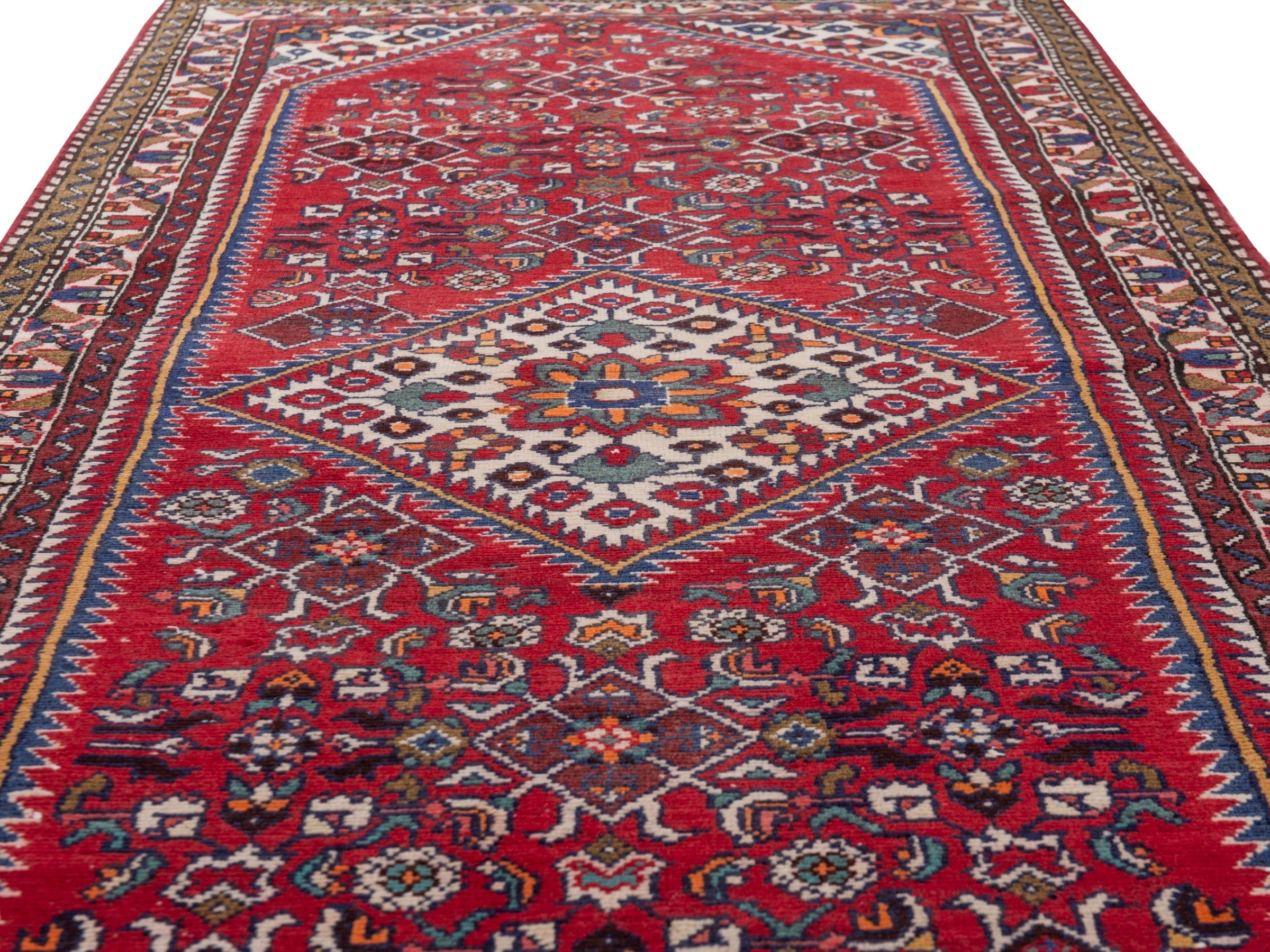 Persian Hamedan runner rug in burgundy and dark brown, view 10 of 18