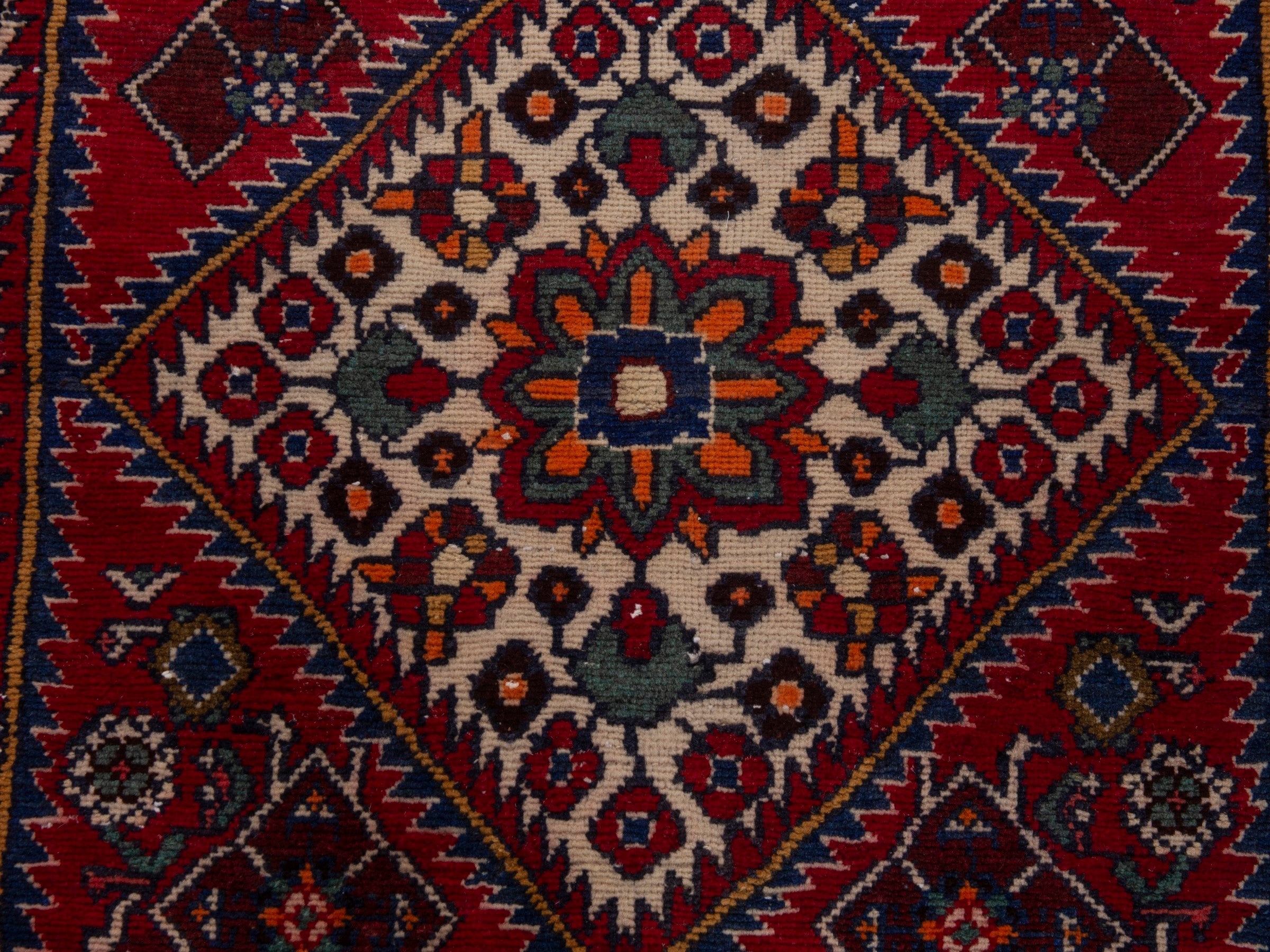 Persian Hamedan runner rug in burgundy and dark brown, view 12 of 18