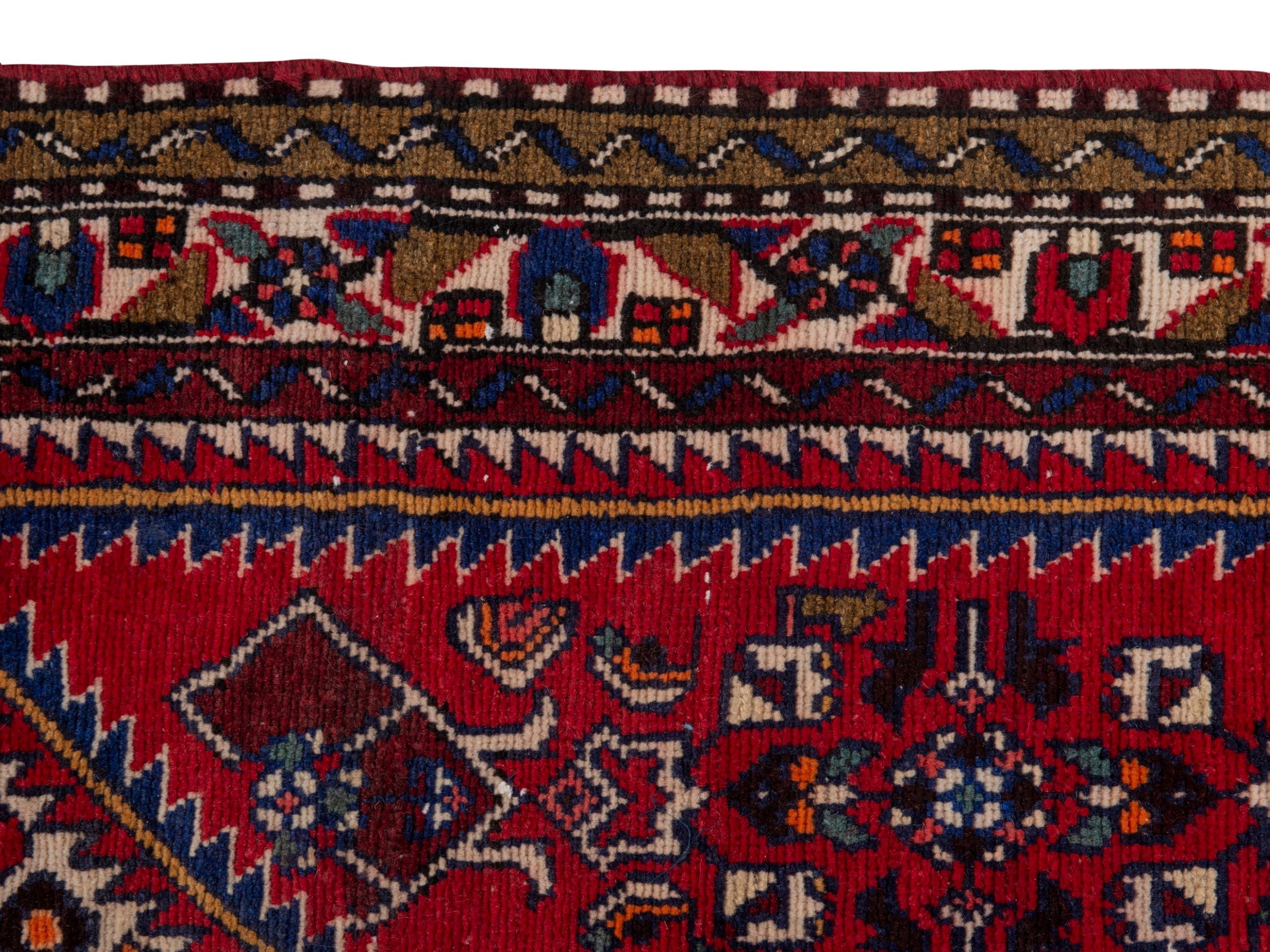 Persian Hamedan runner rug in burgundy and dark brown, view 14 of 18