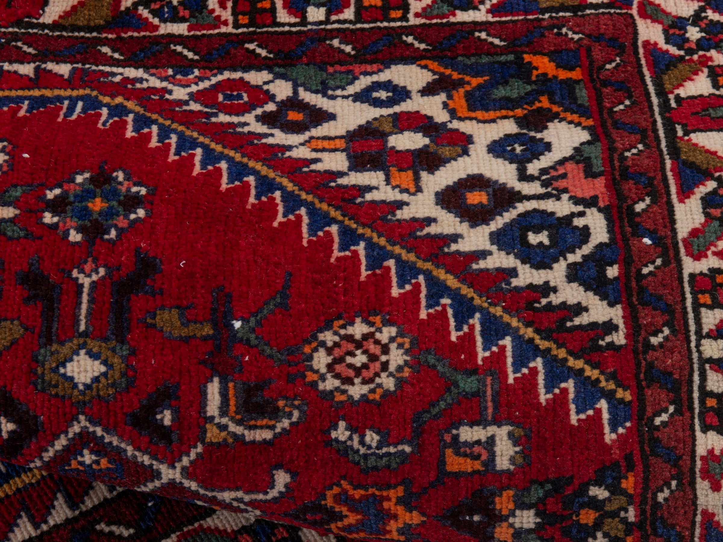 Persian Hamedan runner rug in burgundy and dark brown, view 17 of 18