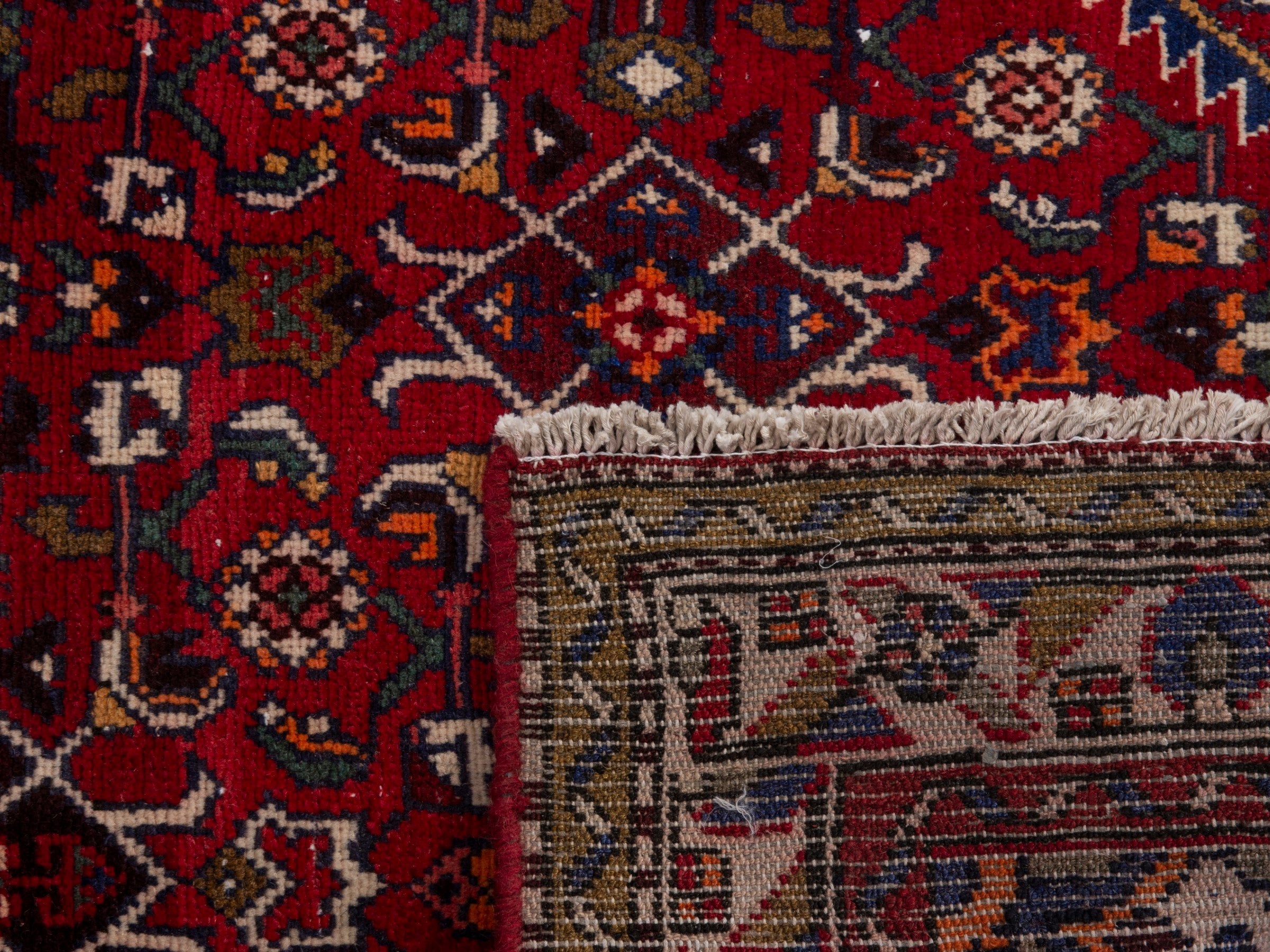 Persian Hamedan runner rug in burgundy and dark brown, view 18 of 18
