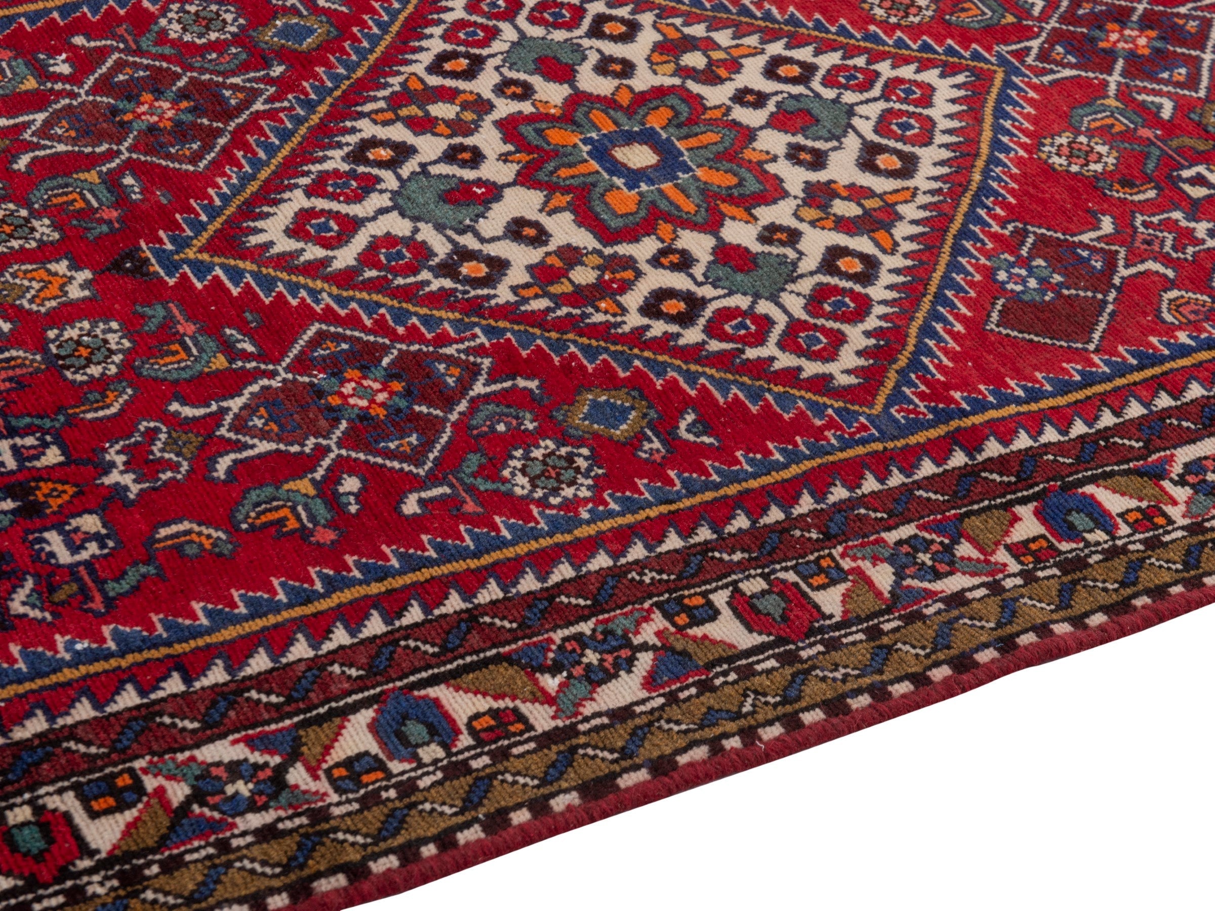 Persian Hamedan runner rug in burgundy and dark brown, view 8 of 18