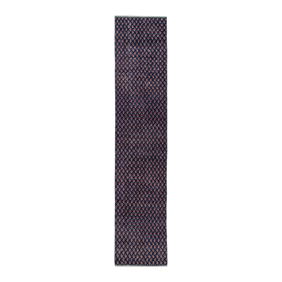 Persian Botteh runner rug in navy and greige, 2' x 9'8"