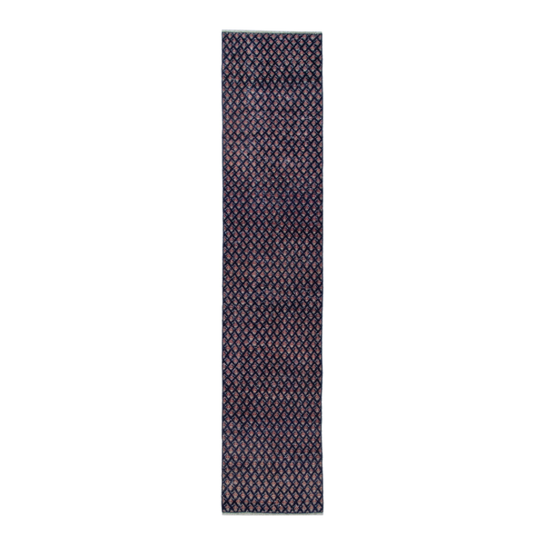 Persian Botteh runner rug in navy and greige, 2' x 9'8"