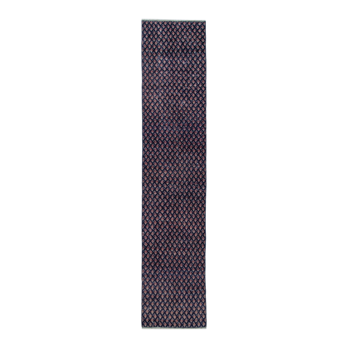 Persian Botteh runner rug in navy and greige, 2' x 9'8"