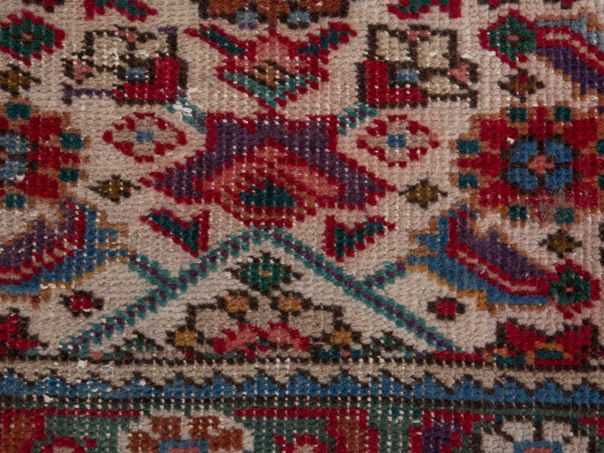 Persian Tabriz runner rug in burgundy and charcoal, view 11 of 17