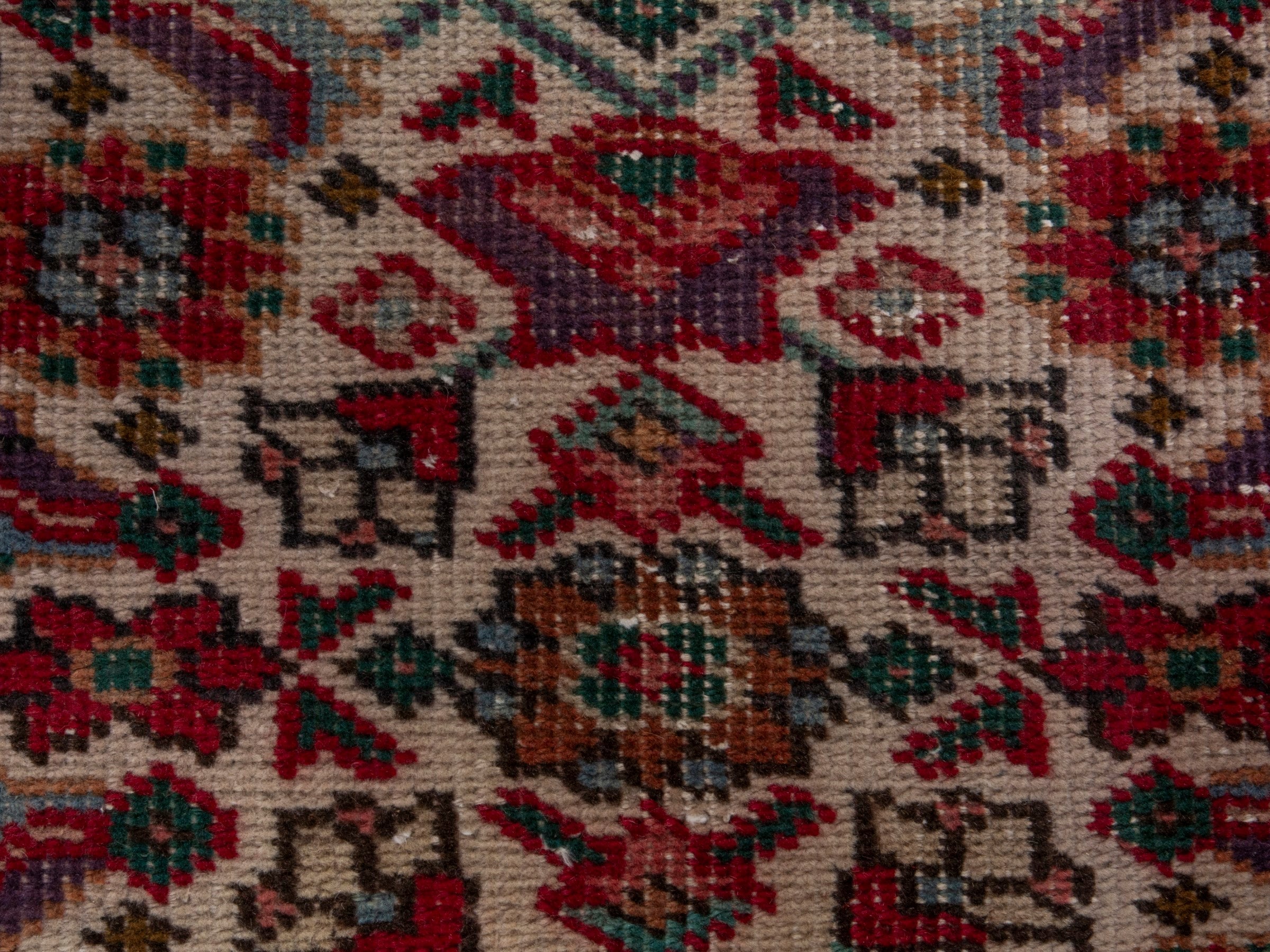 Persian Tabriz runner rug in burgundy and charcoal, view 12 of 17
